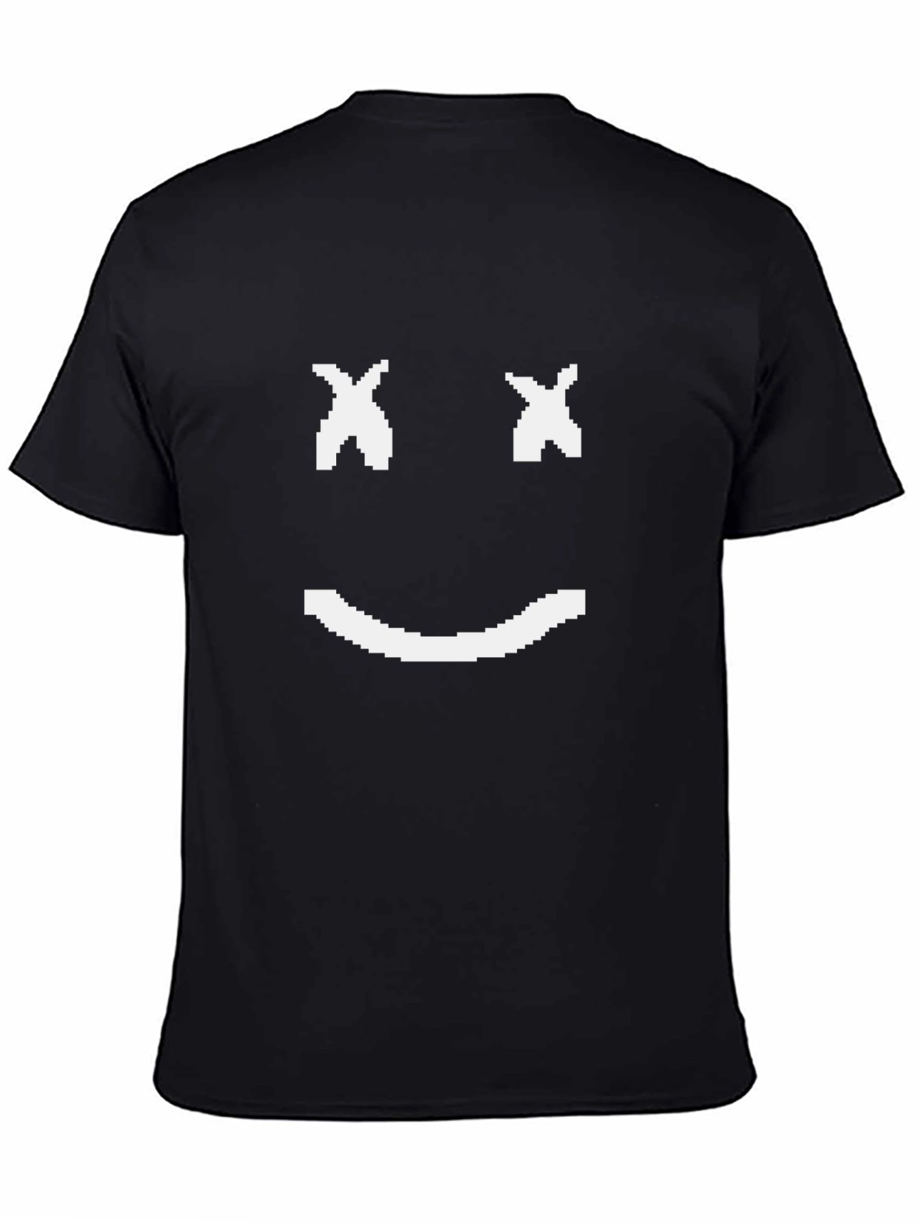 Pixel Smiley Face Black T-Shirt