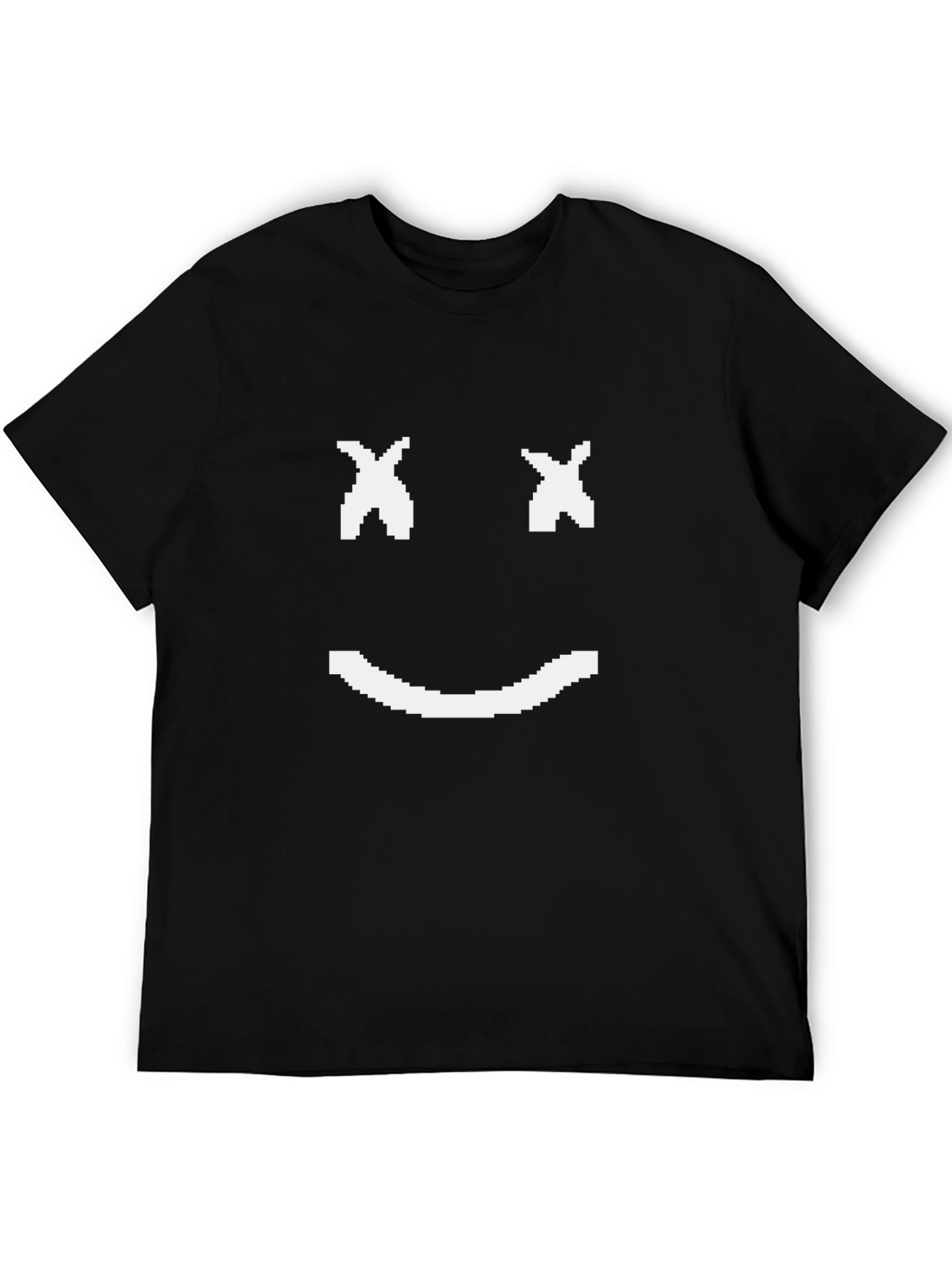 Pixel Smiley Face Black T-Shirt