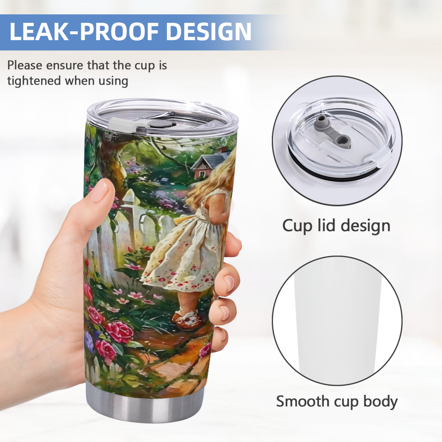 Whimsical Forest Deer & Wild Blooms Nature Art 20oz Stainless Steel Tumbler