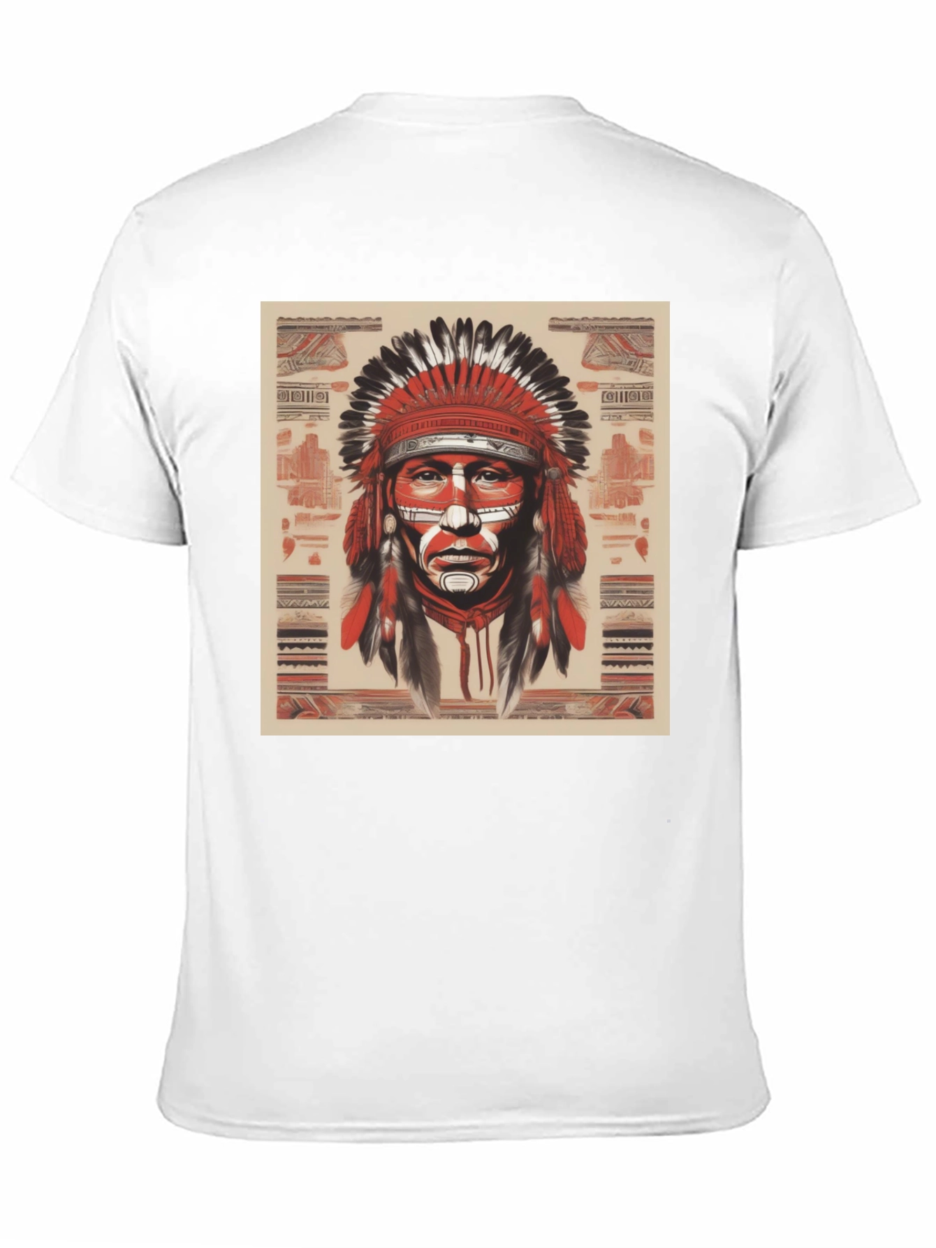 Native American Chief Graphic Tee - Black Cotton