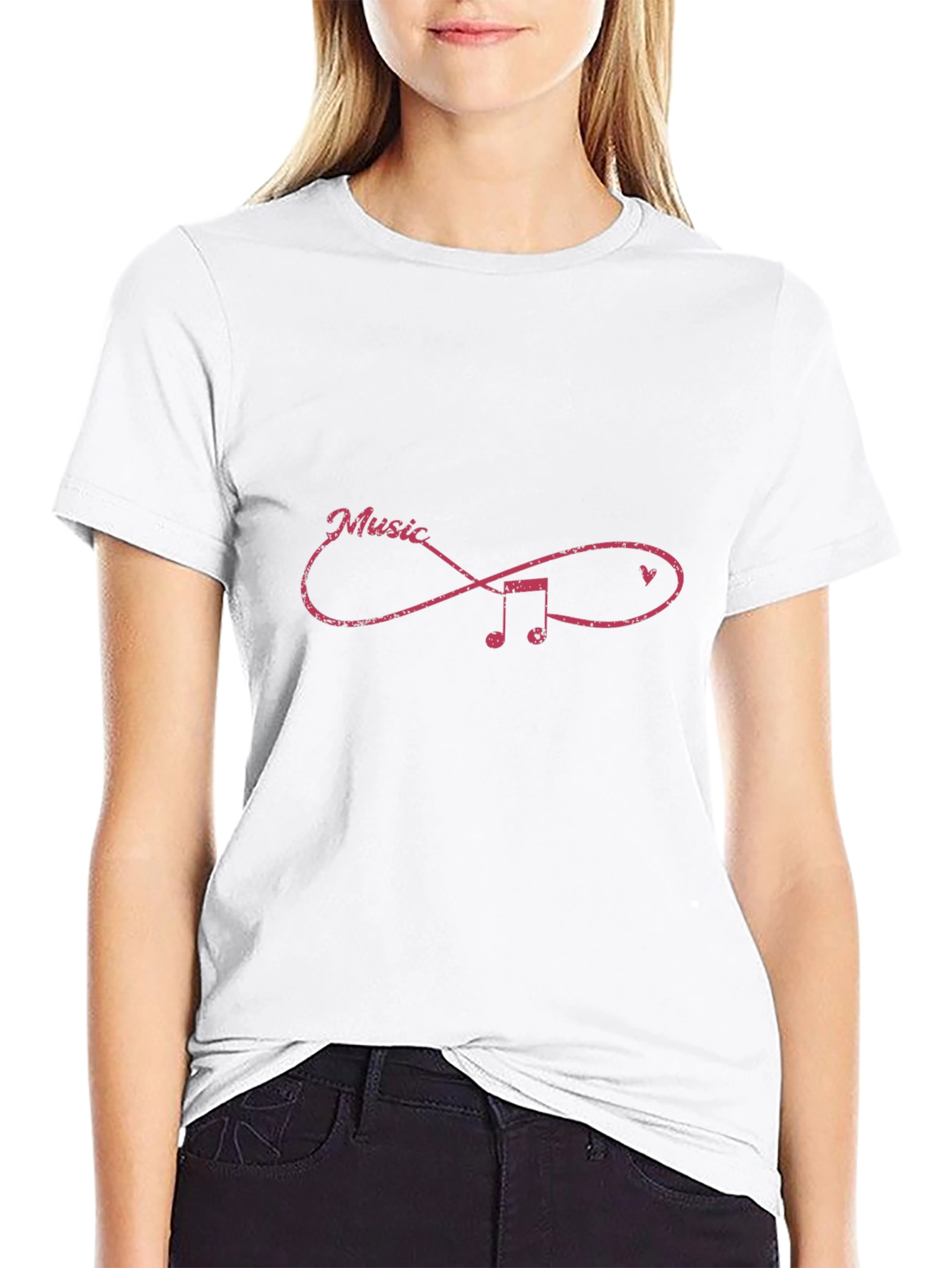Music Infinity Symbol Graphic Tee - Casual Black T-Shirt