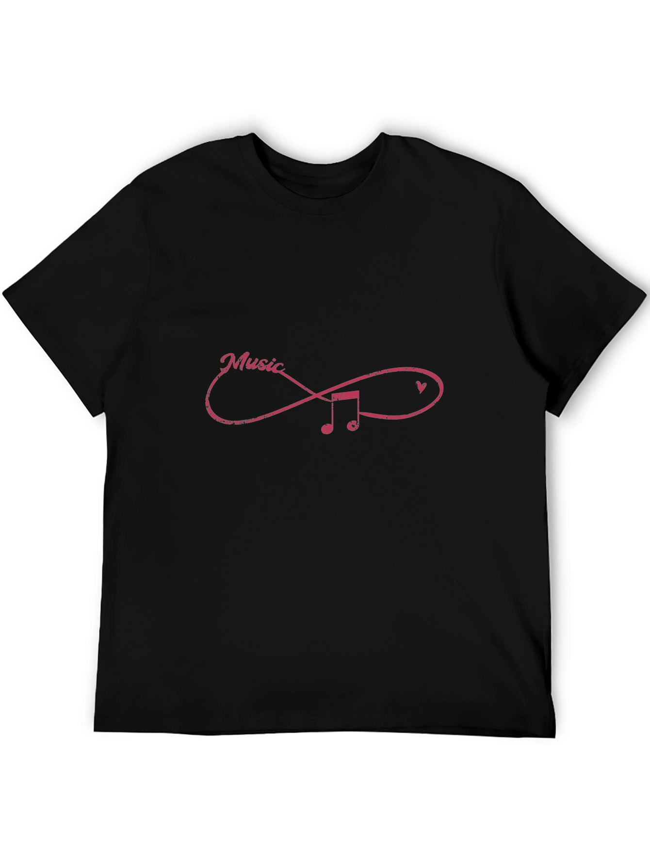Music Infinity Symbol Graphic Tee - Casual Black T-Shirt