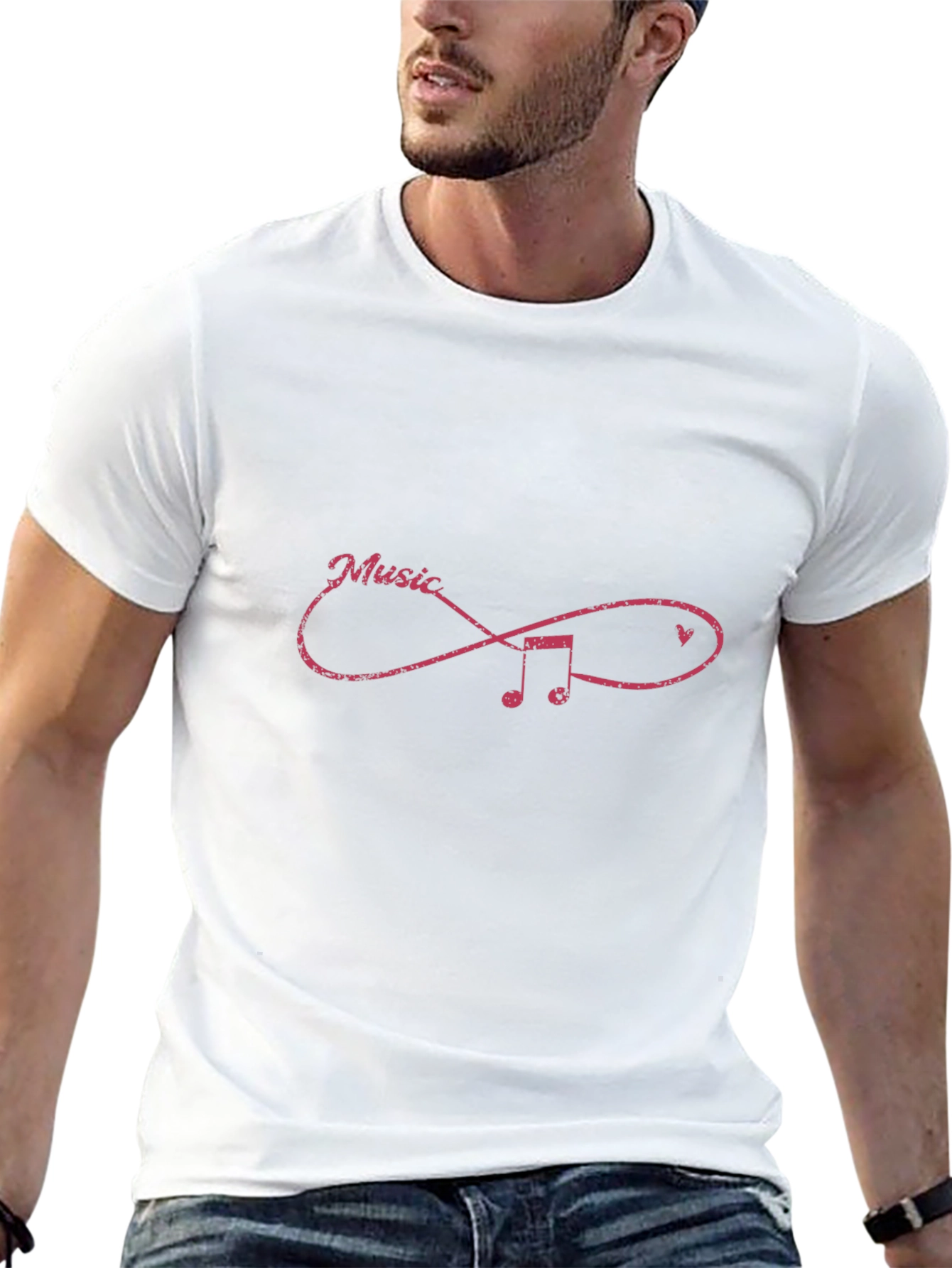 Music Infinity Symbol Graphic Tee - Casual Black T-Shirt