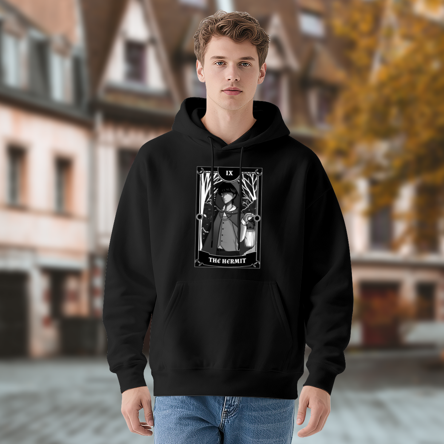 Anime The Hermit Tarot Card Gothic Hoodie, Relaxed All-Day Wear