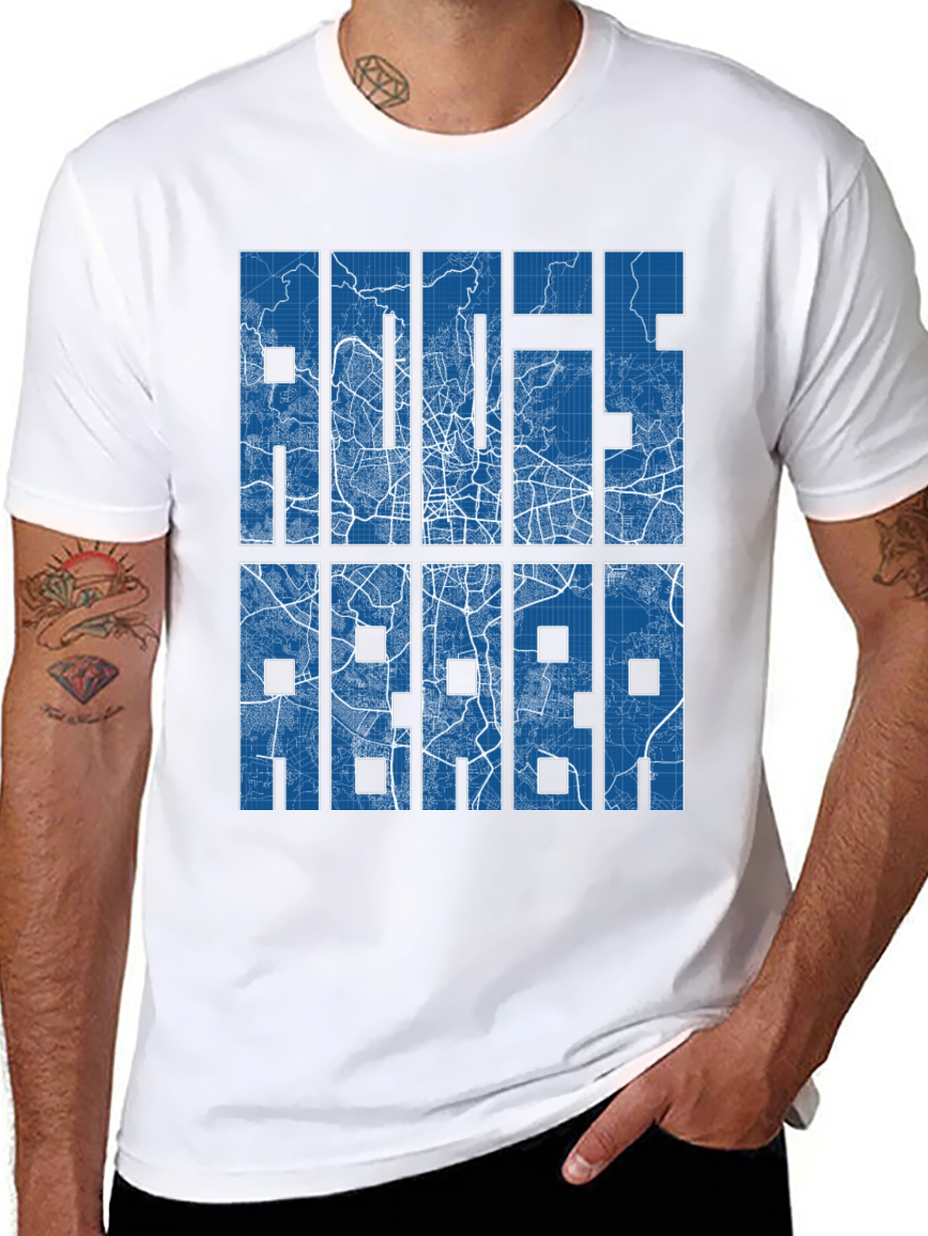 Rotterdam Map Blueprint Graphic T-Shirt
