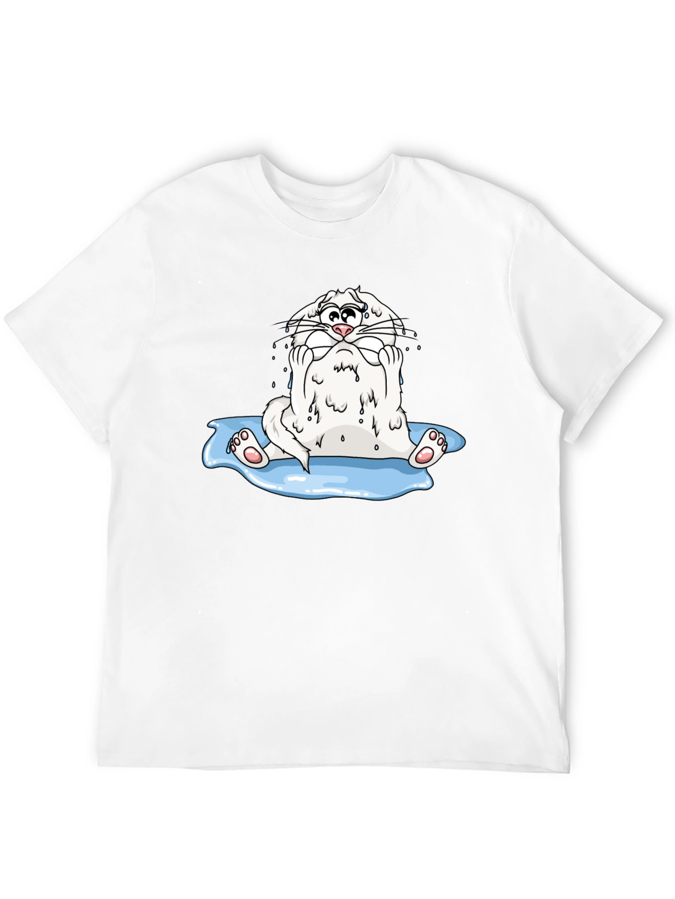 Funny Cartoon Cat Black T-Shirt