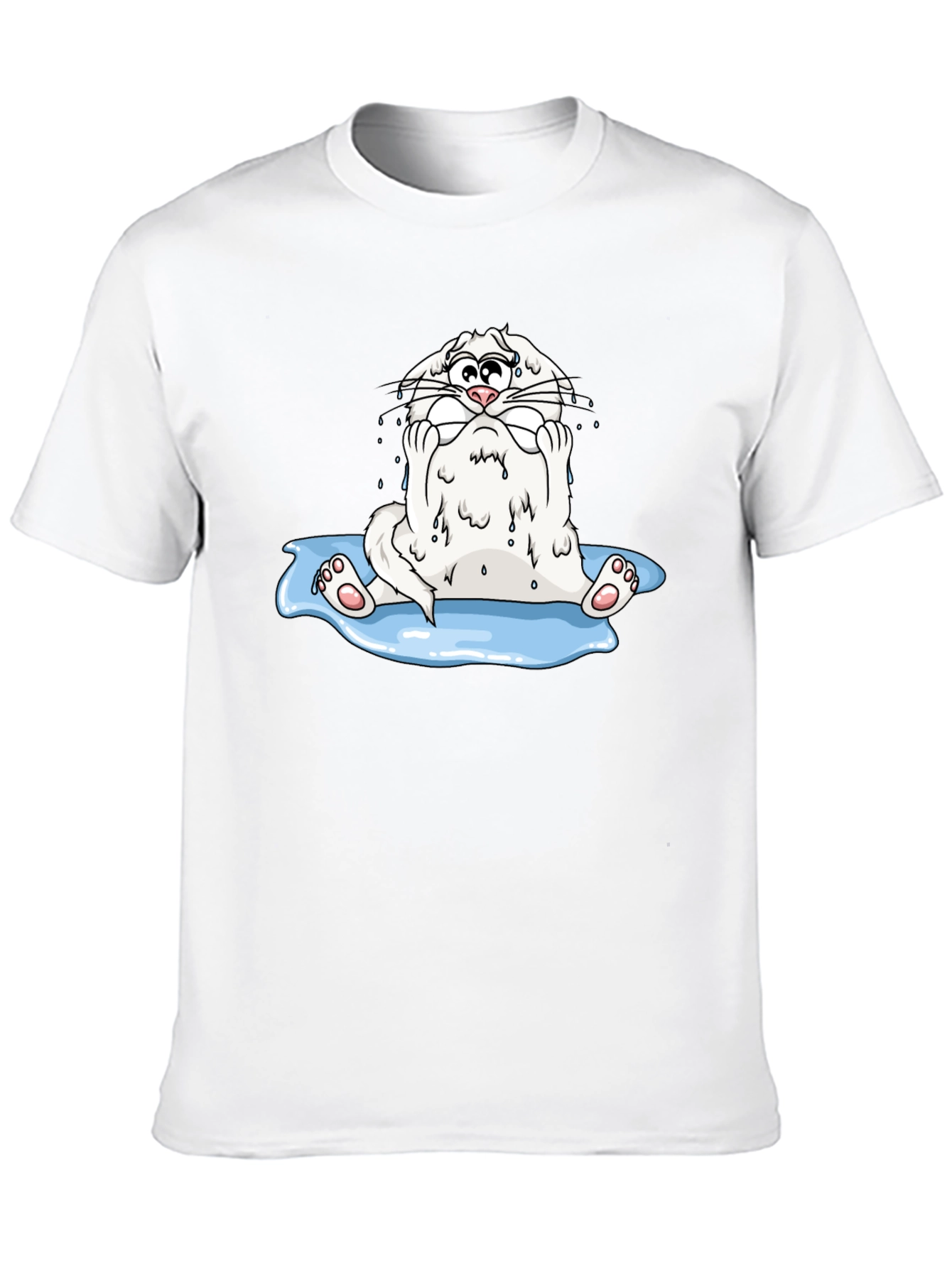 Funny Cartoon Cat Black T-Shirt
