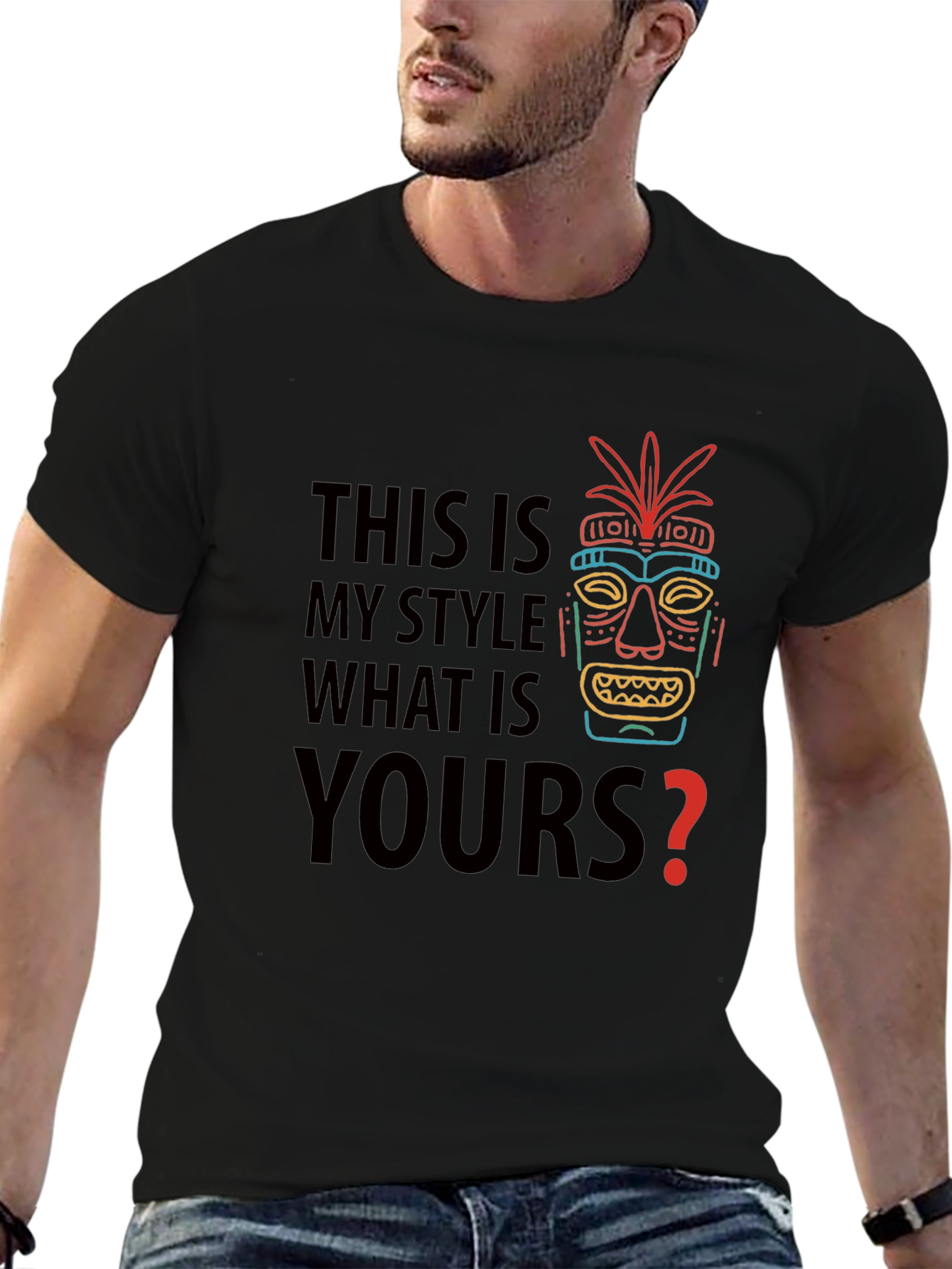 Unique Style Tee - Tiki Mask Graphic T-Shirt