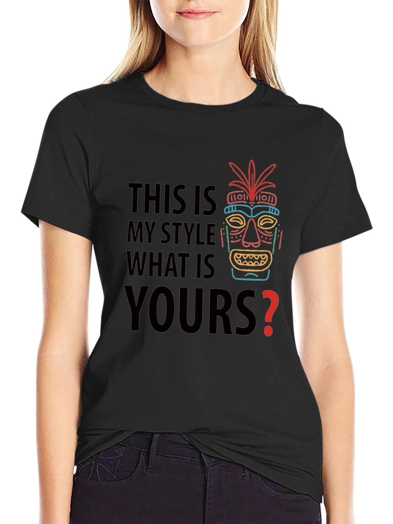 Unique Style Tee - Tiki Mask Graphic T-Shirt