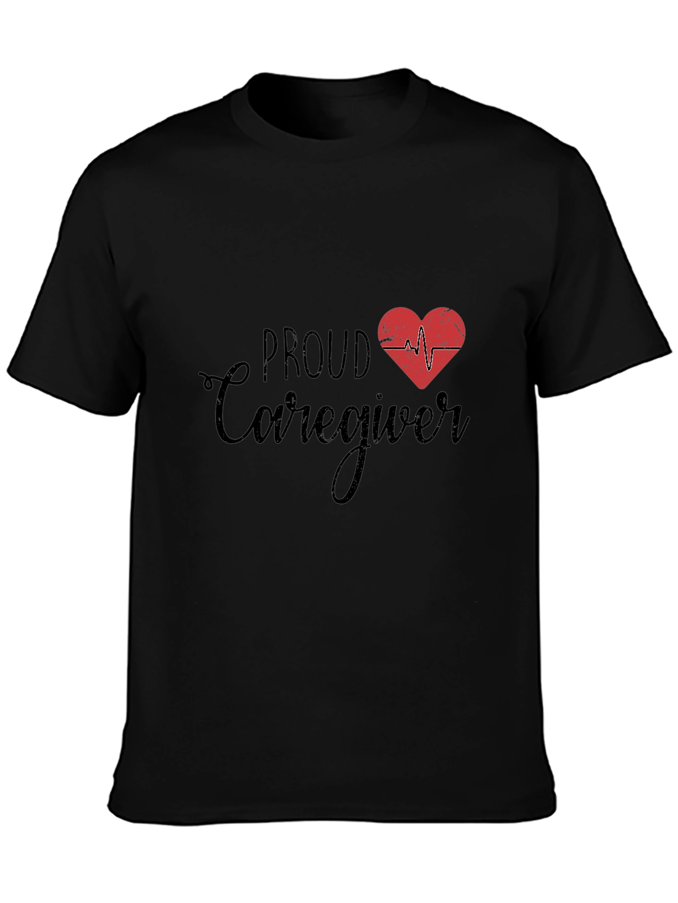 Proud Caregiver T-Shirt - Heartbeat Design