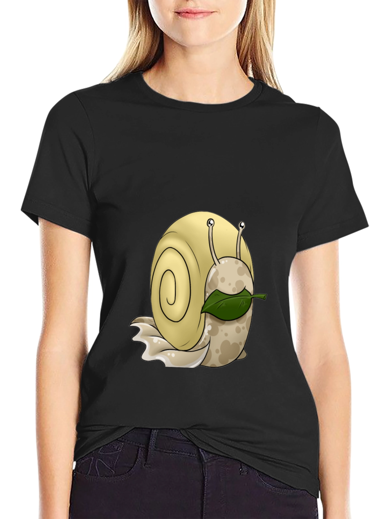 Cartoon Snail Graphic Black T-Shirt