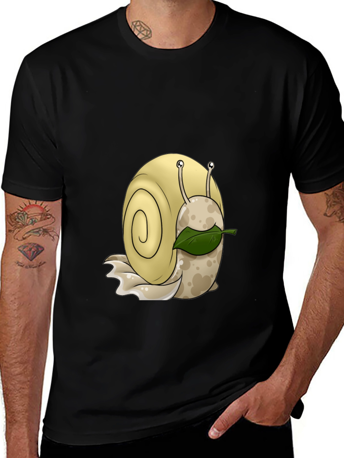 Cartoon Snail Graphic Black T-Shirt