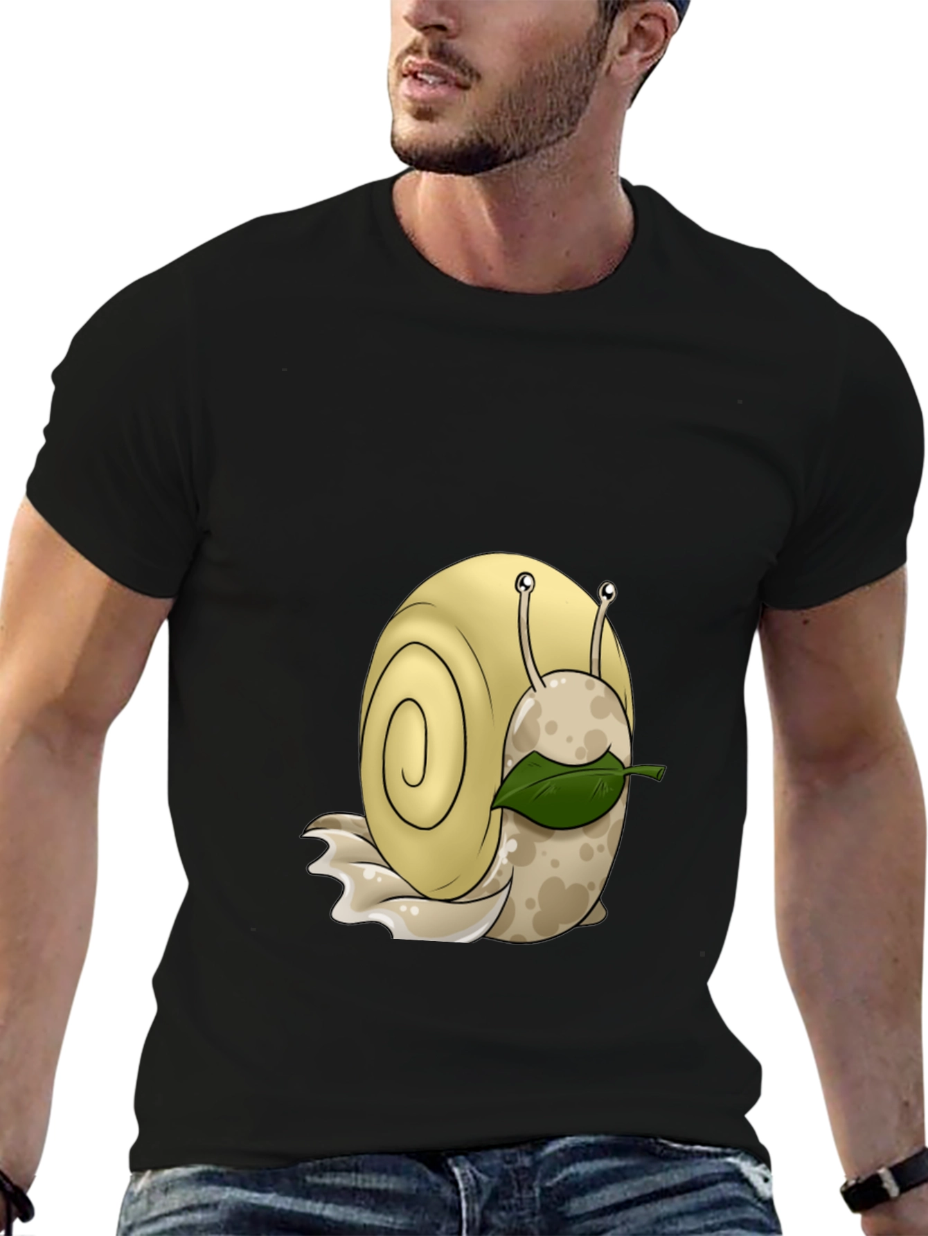 Cartoon Snail Graphic Black T-Shirt