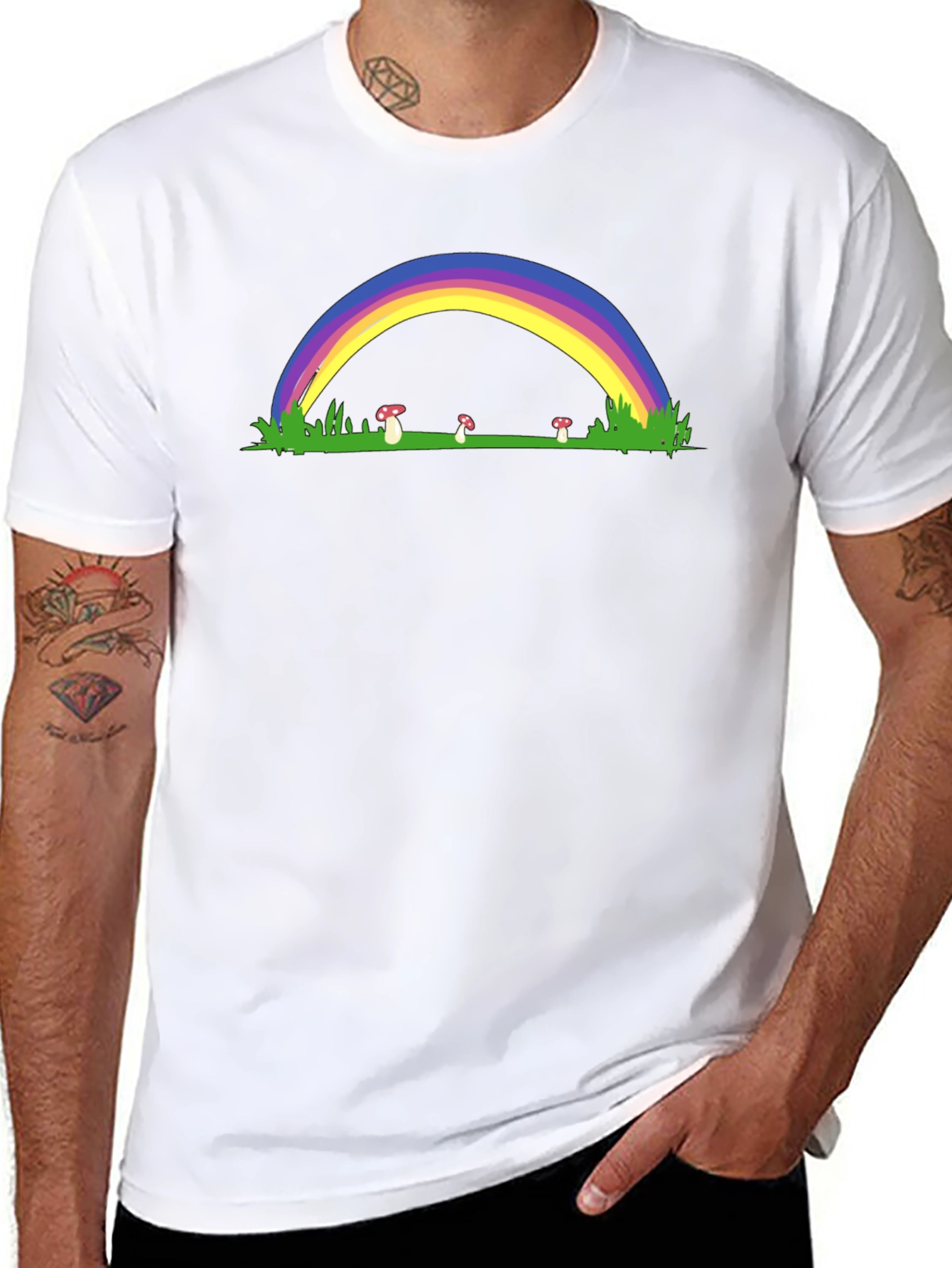 Rainbow Mushroom Black T-Shirt