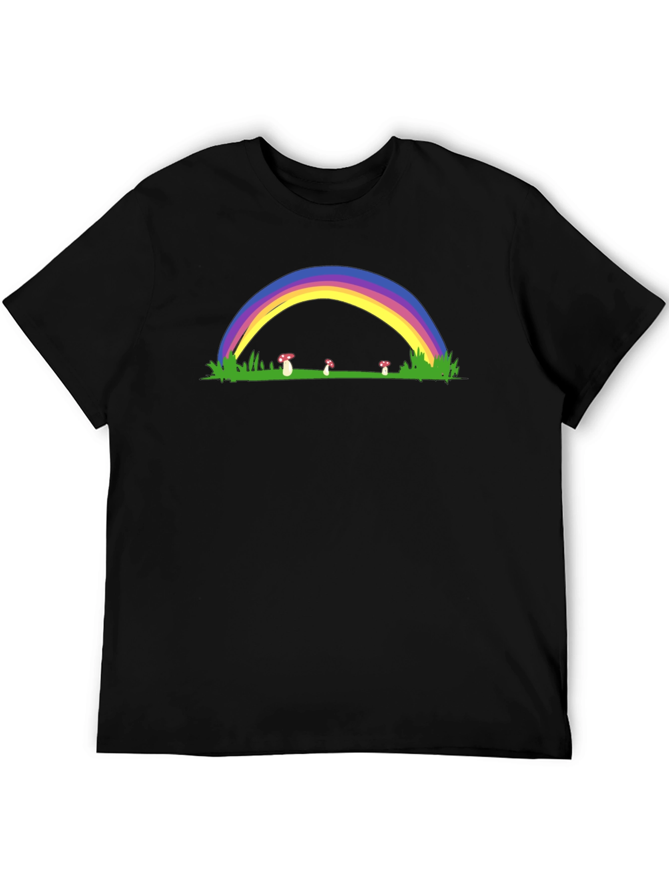 Rainbow Mushroom Black T-Shirt