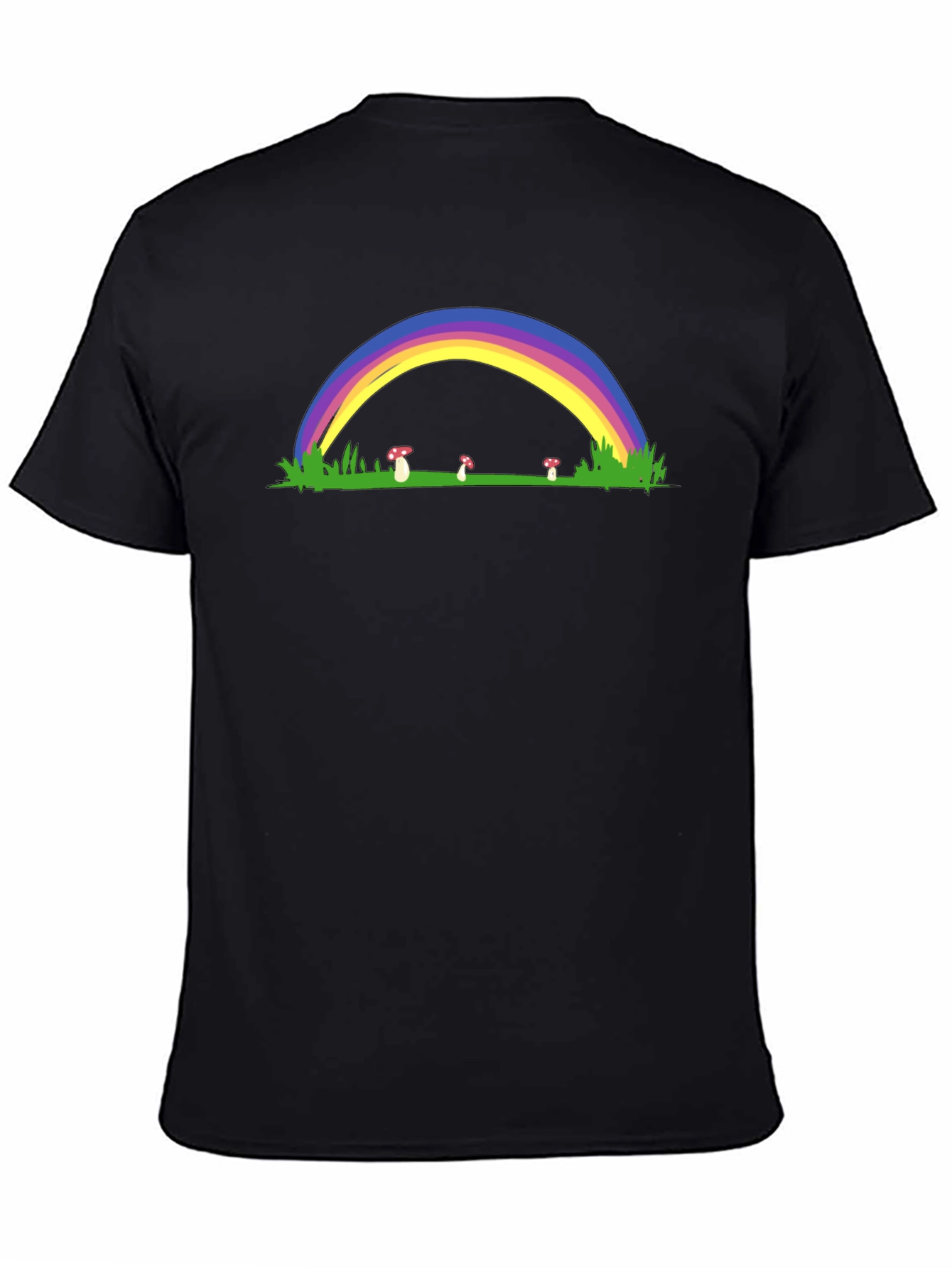 Rainbow Mushroom Black T-Shirt