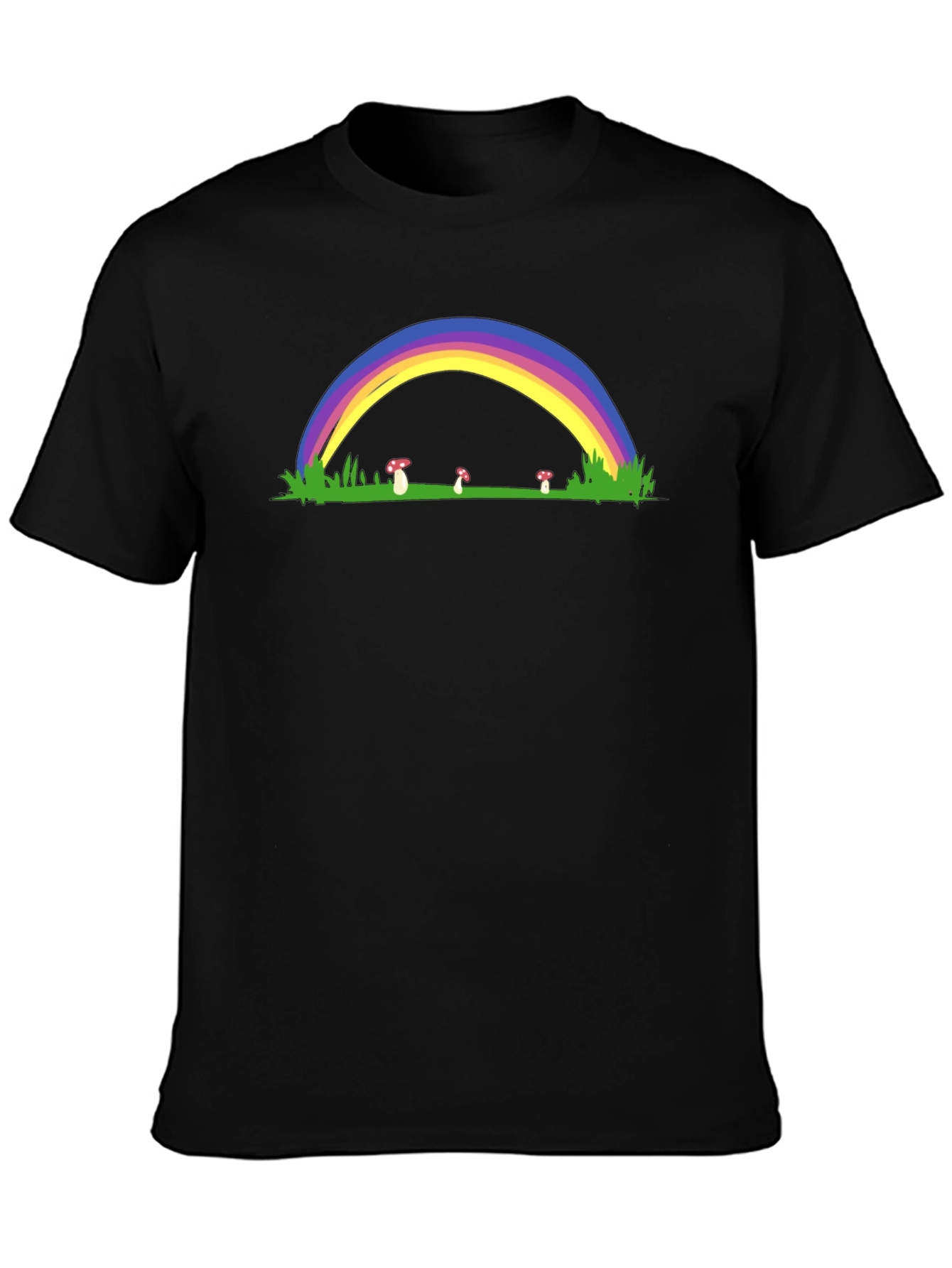 Rainbow Mushroom Black T-Shirt