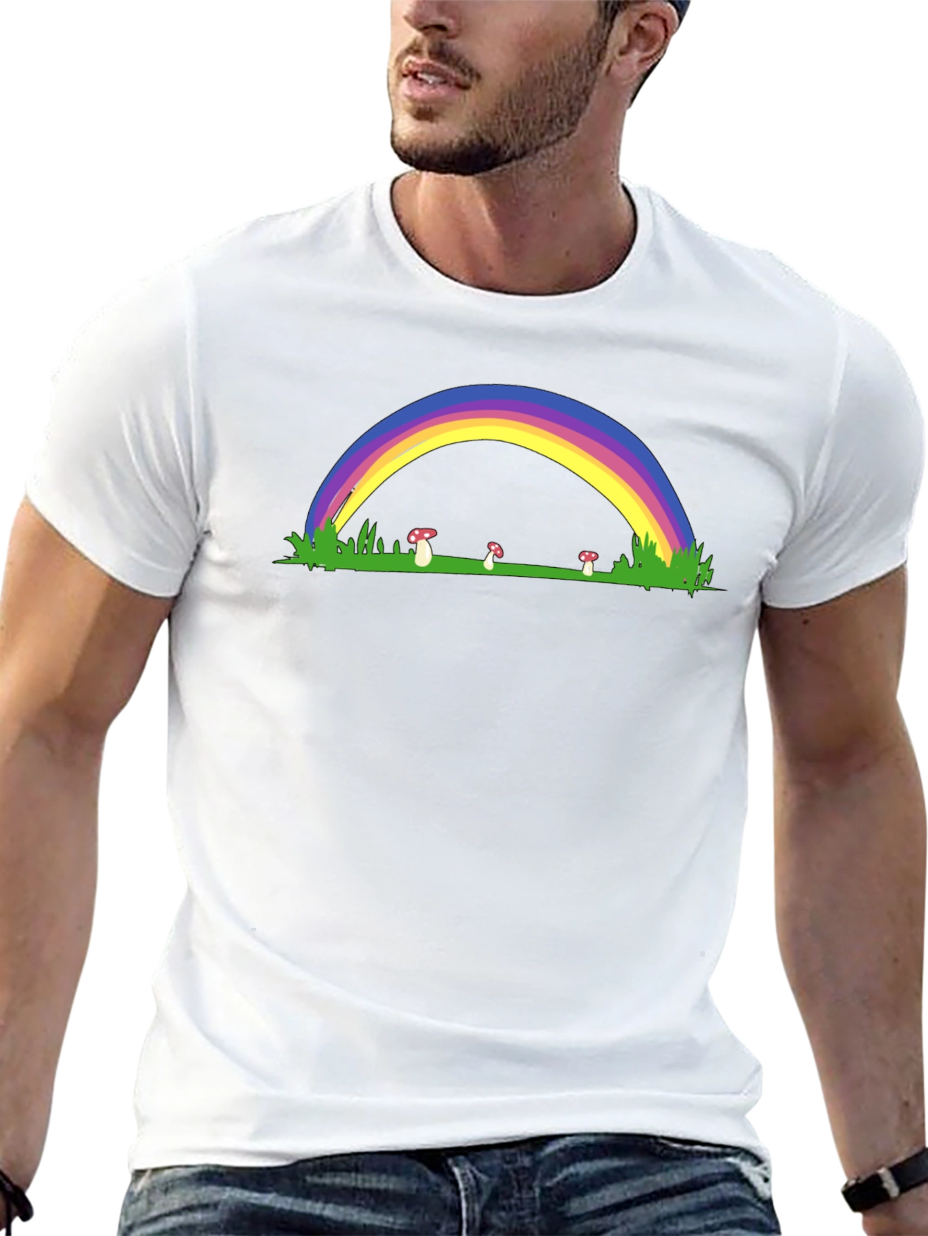 Rainbow Mushroom Black T-Shirt