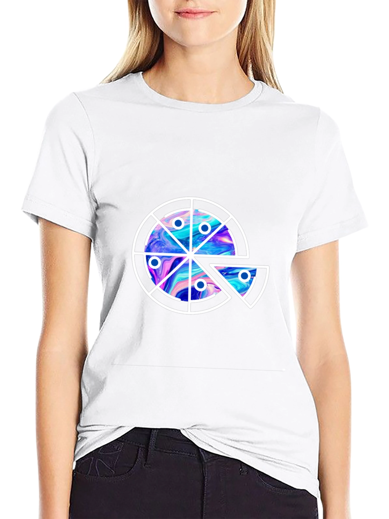 Pizza Galaxy Graphic Tee - Casual Black T-Shirt