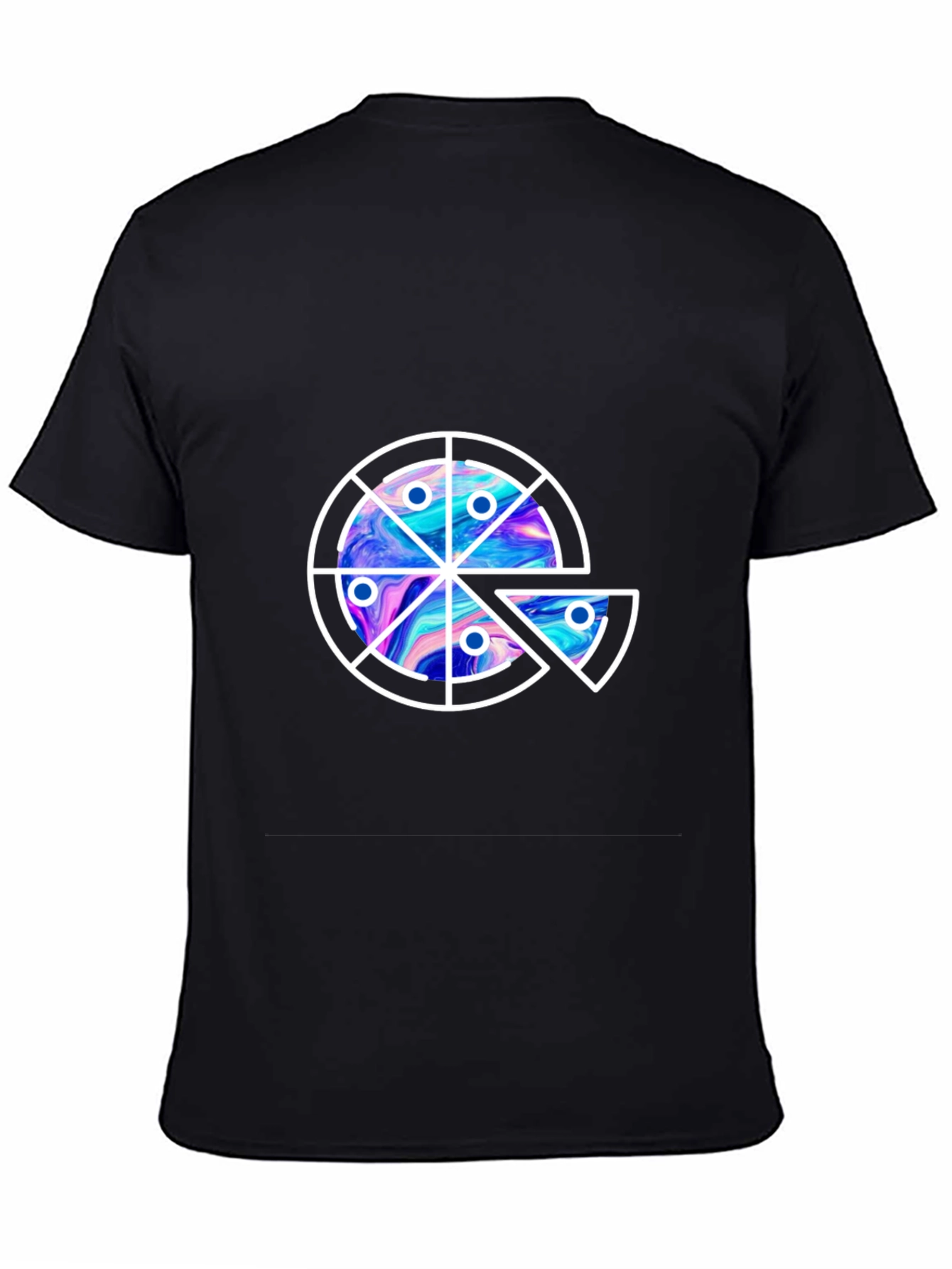 Pizza Galaxy Graphic Tee - Casual Black T-Shirt