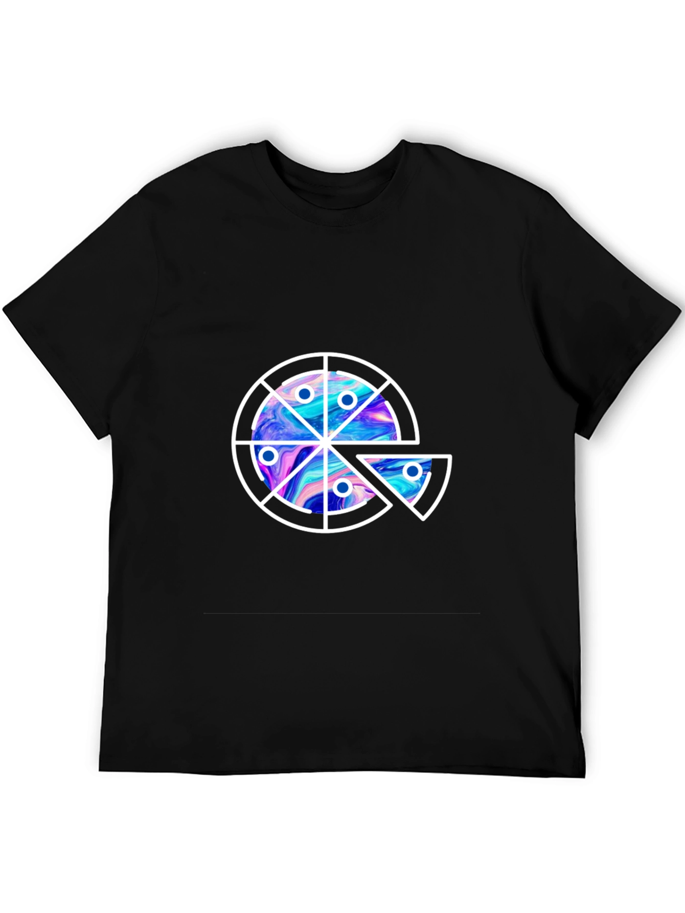 Pizza Galaxy Graphic Tee - Casual Black T-Shirt