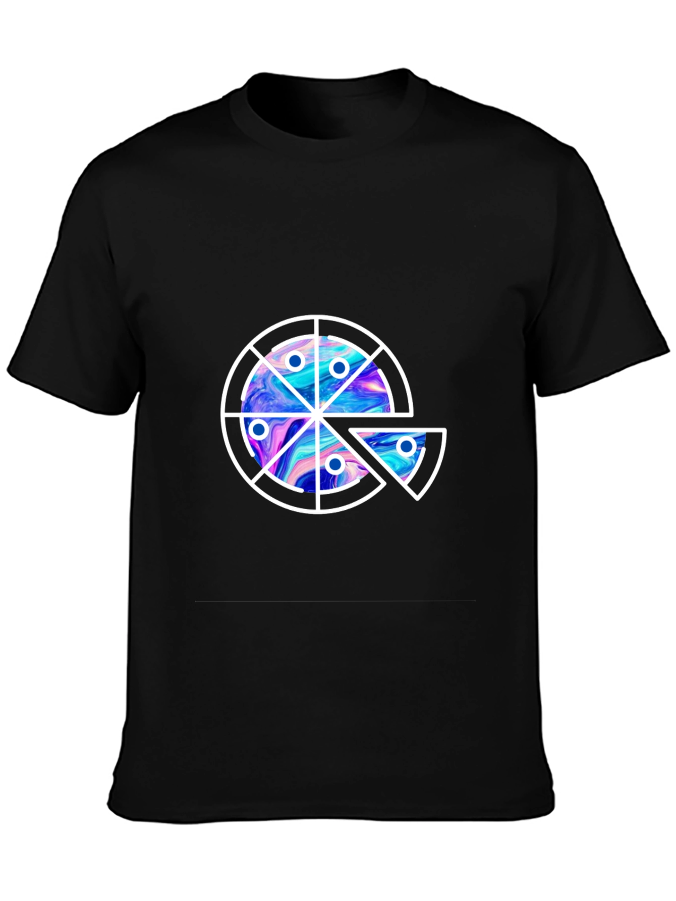 Pizza Galaxy Graphic Tee - Casual Black T-Shirt