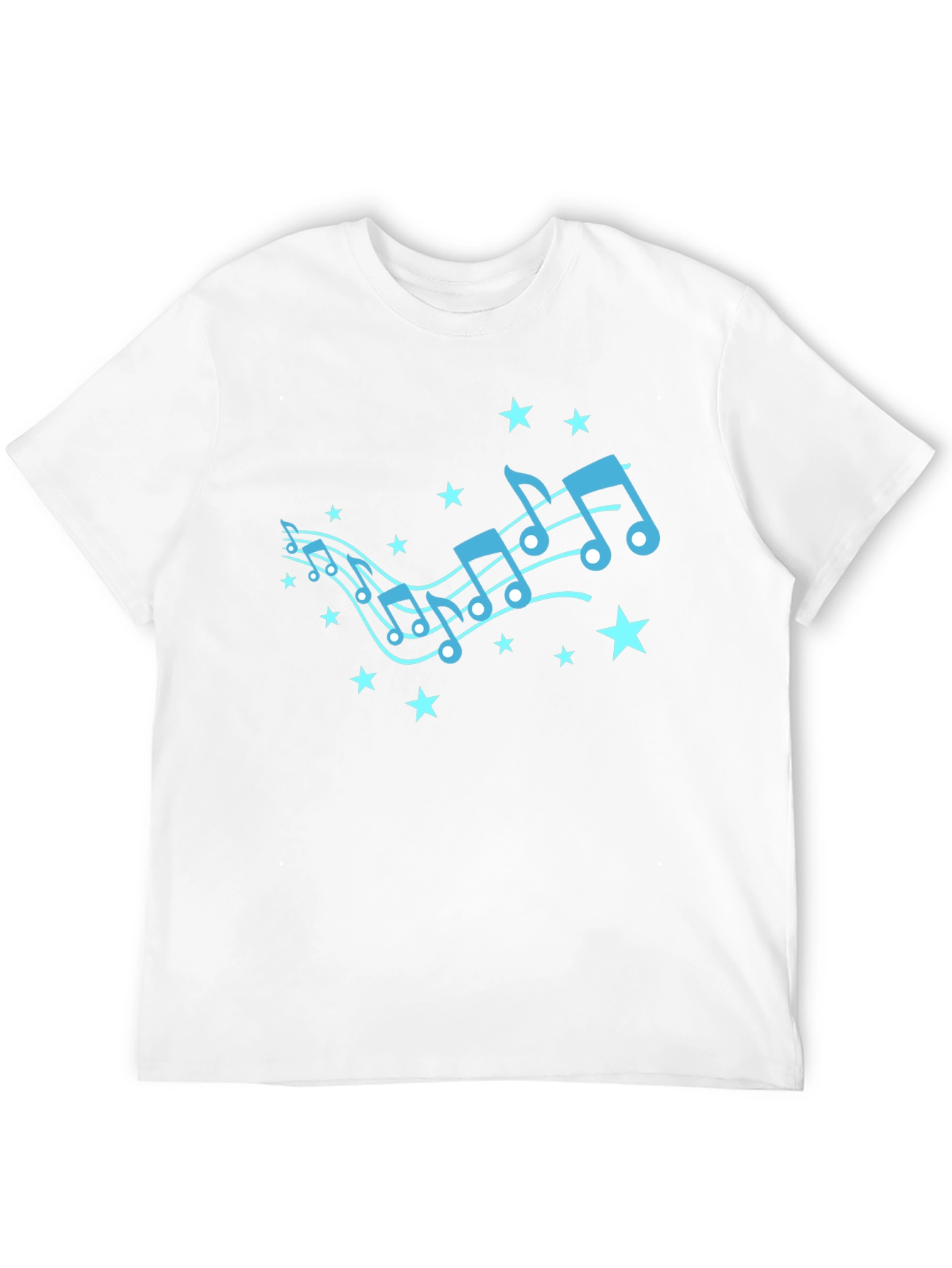 Music Notes & Stars Graphic Black T-Shirt
