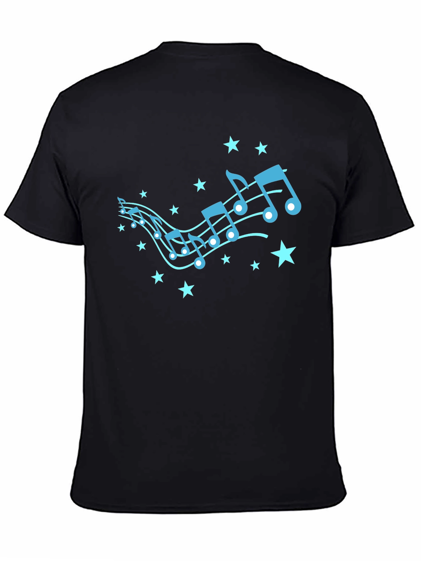Music Notes & Stars Graphic Black T-Shirt