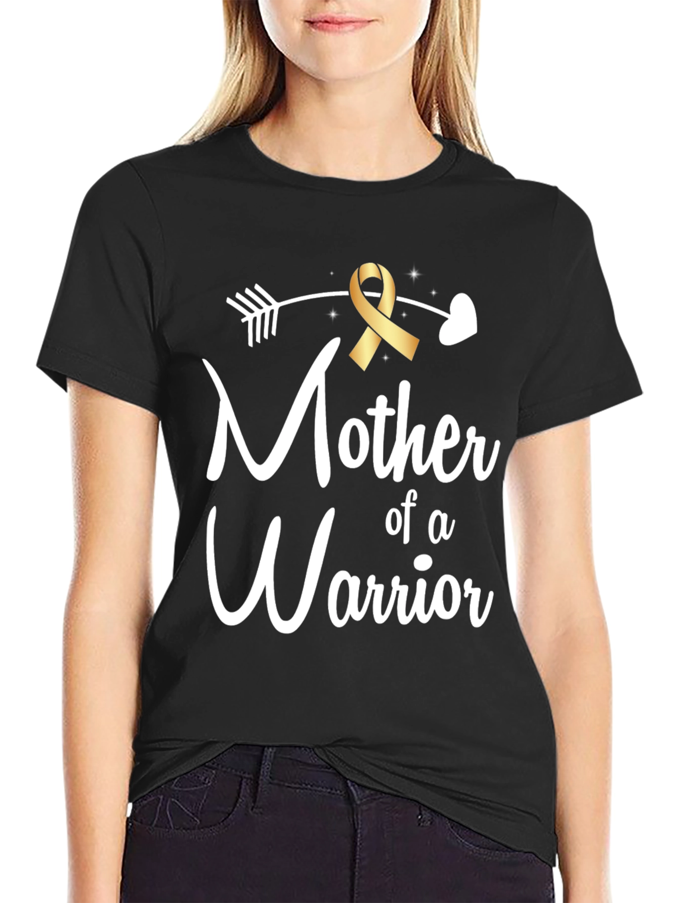 Mother of a Warrior Black T-Shirt