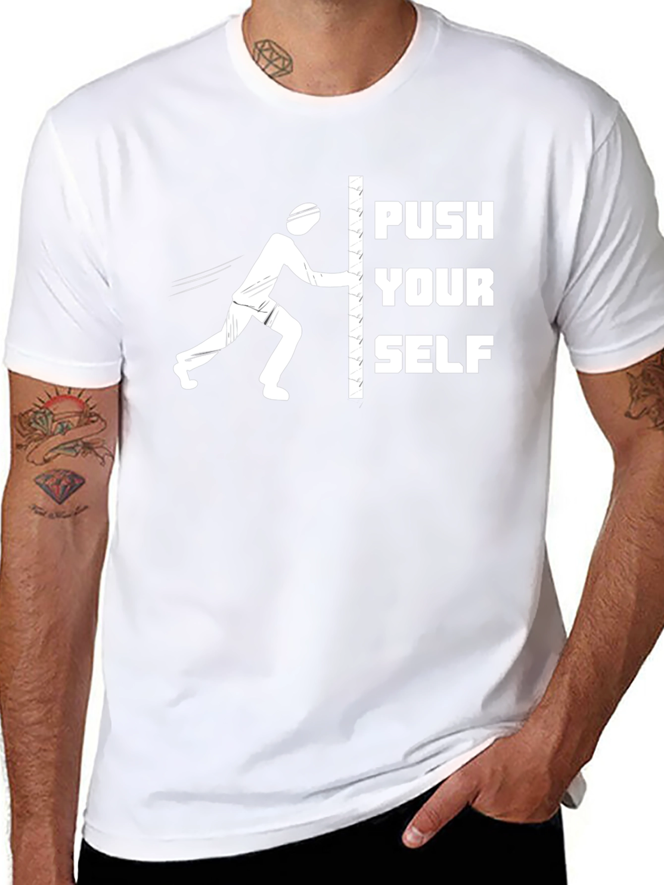 Push Yourself Black T-Shirt | Motivational