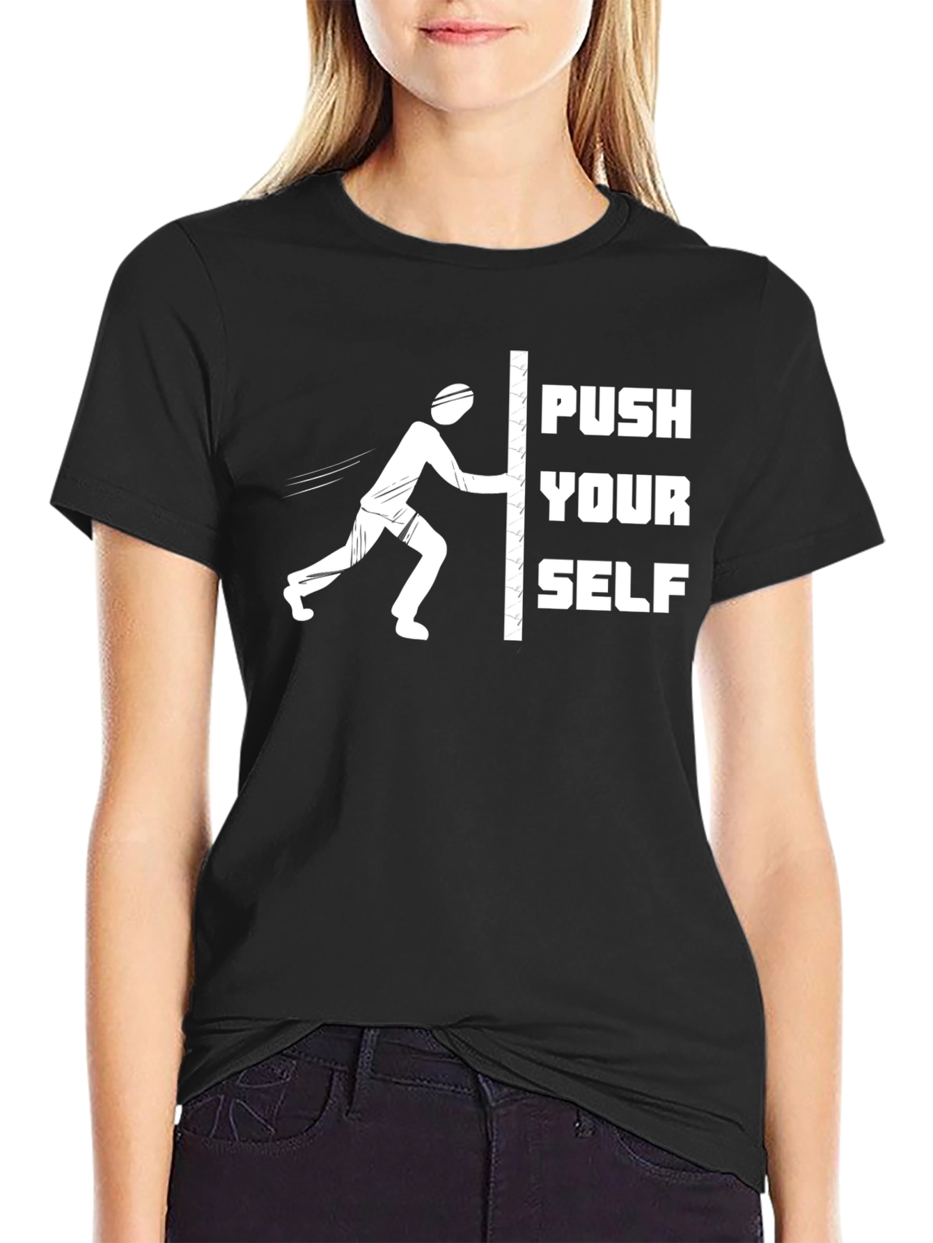 Push Yourself Black T-Shirt | Motivational