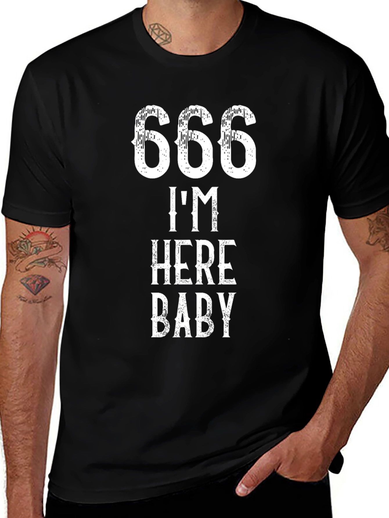 666 Im Here Baby T-Shirt - Bold Graphic Tee