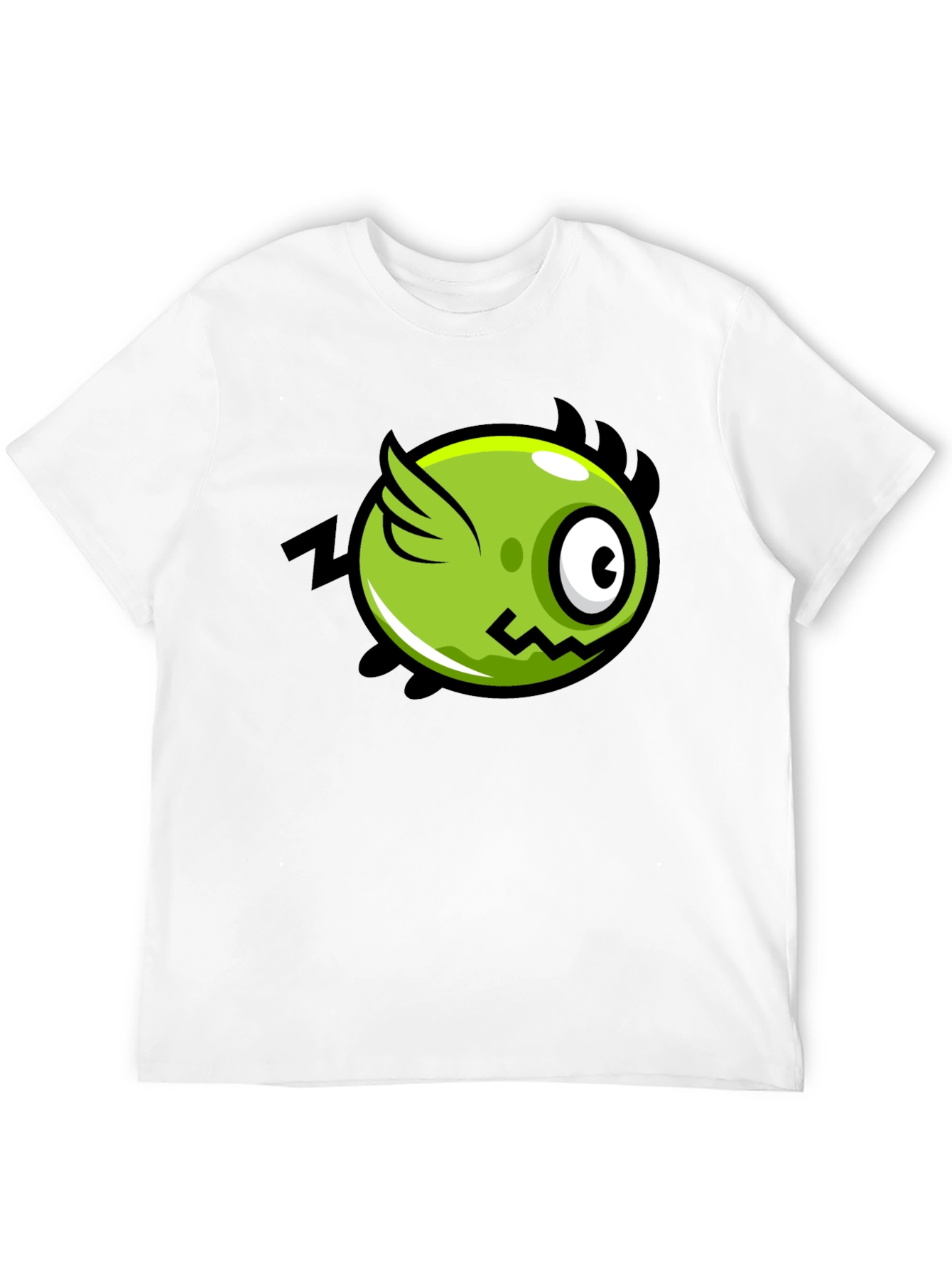 Funky Green Flying Eye Cartoon Black Tee