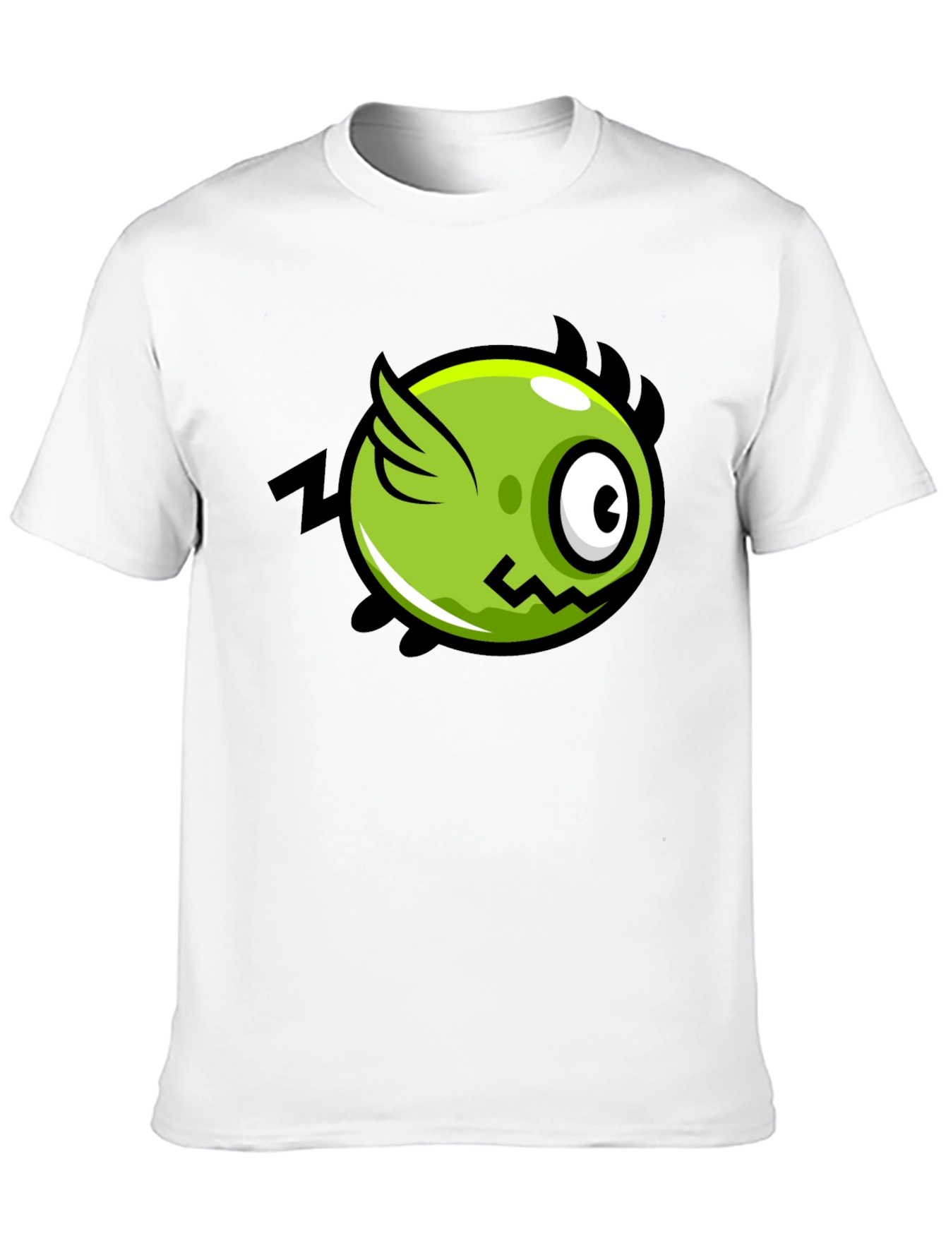 Funky Green Flying Eye Cartoon Black Tee