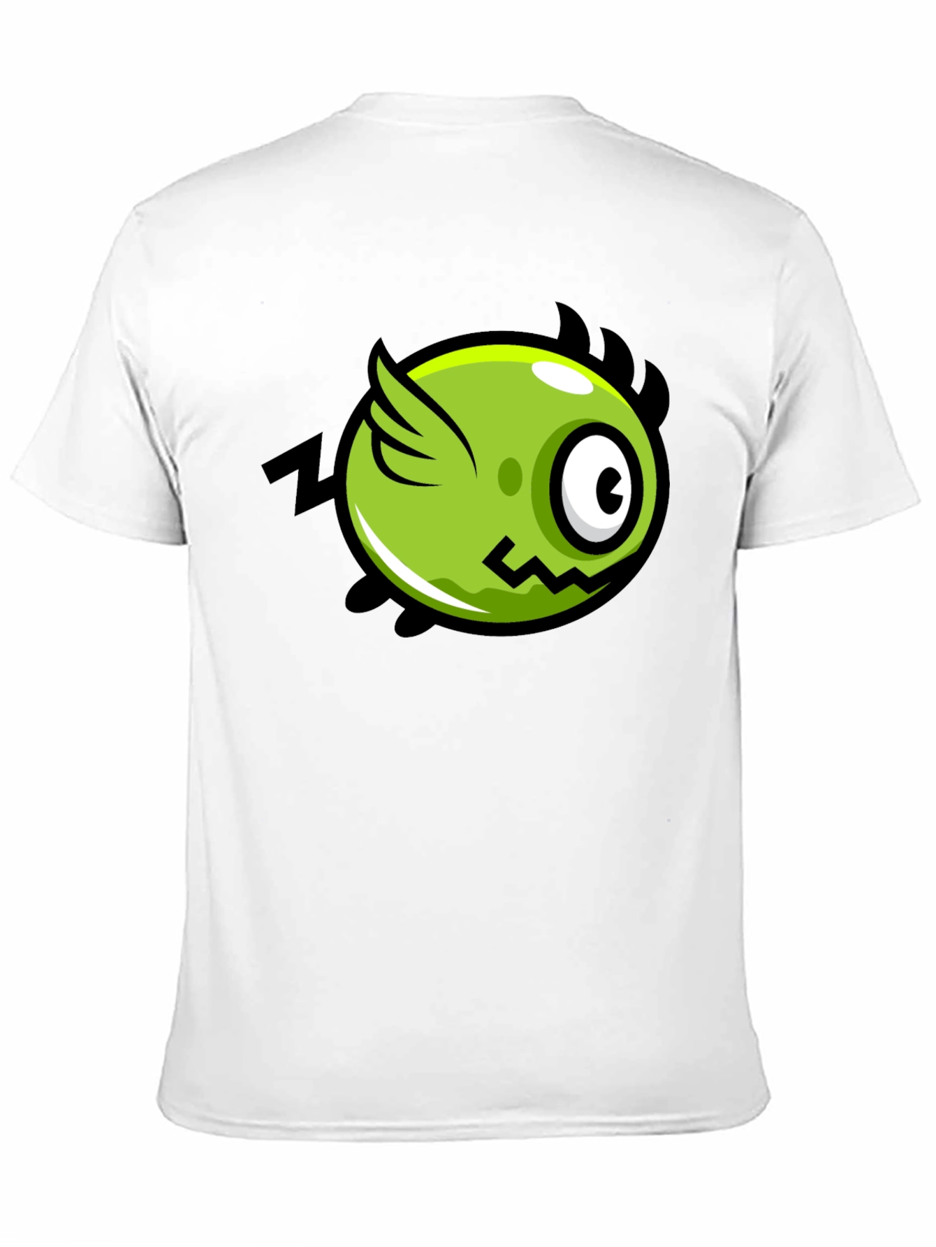 Funky Green Flying Eye Cartoon Black Tee