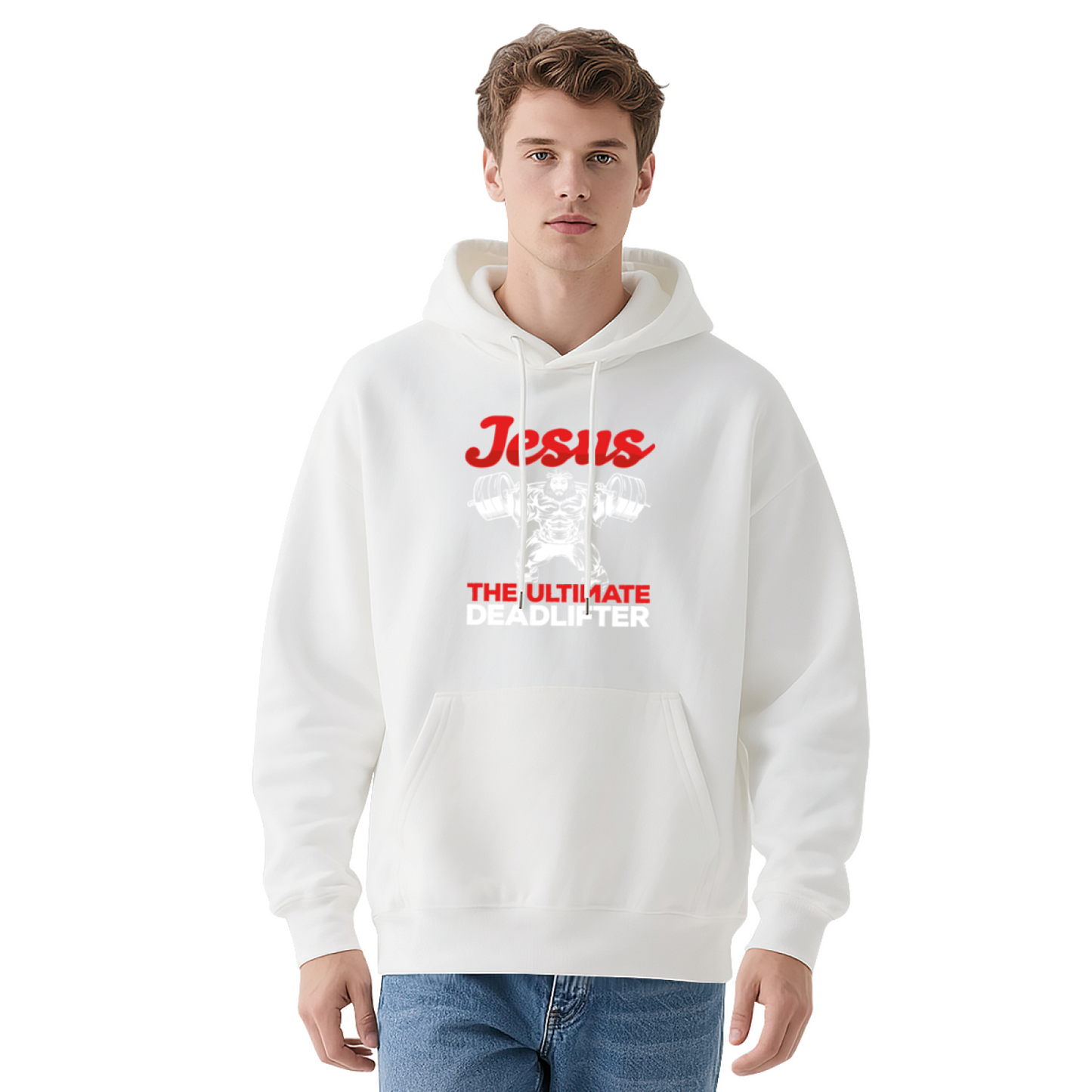 Jesus The Ultimate Deadlifter Navy Hoodie, Gym Men Comfort Top