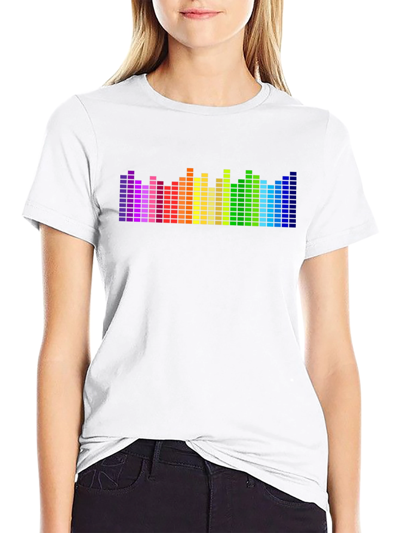 Rainbow Equalizer Graphic Tee - Black Cotton Blend