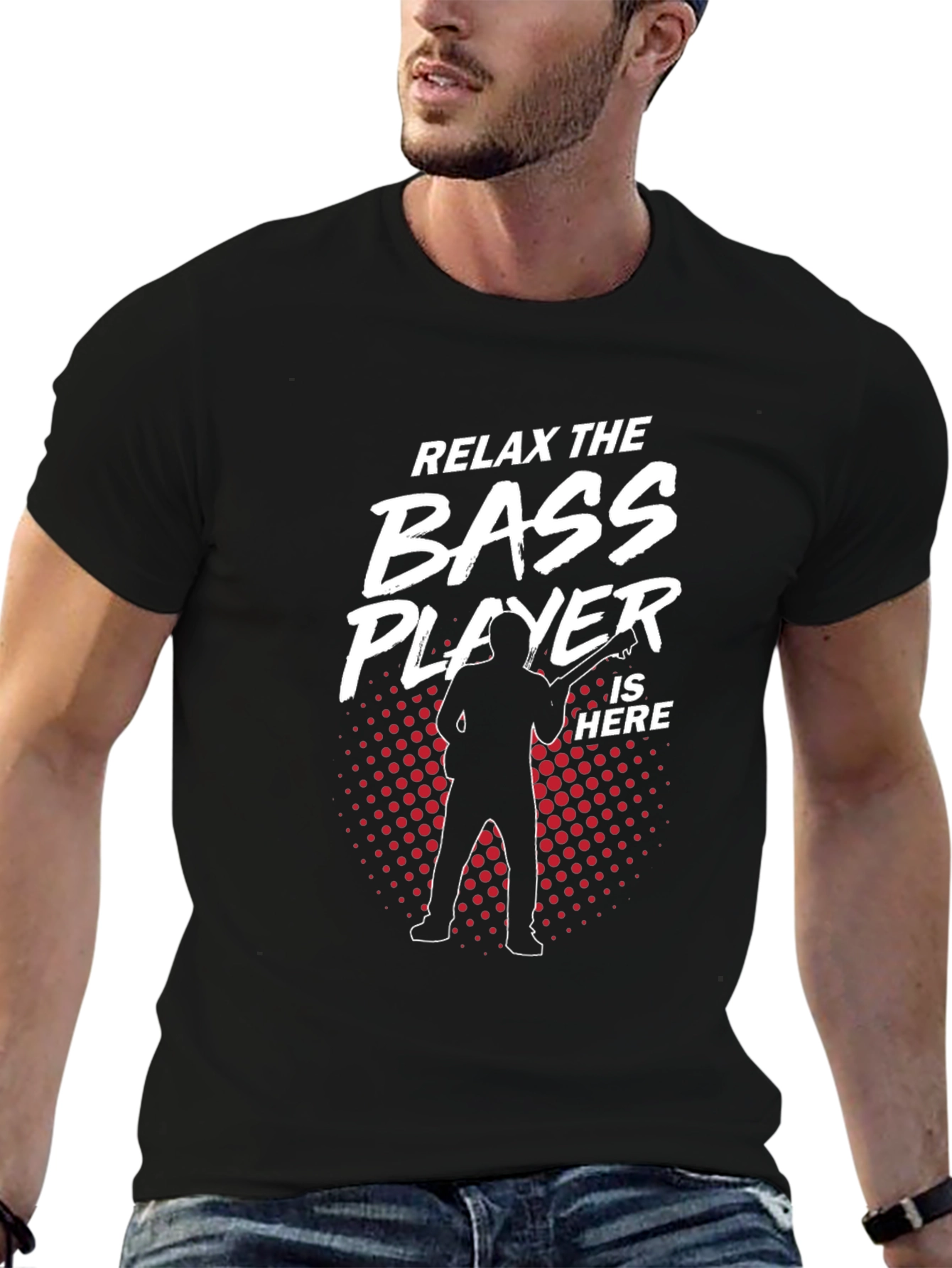Relax Bass Player Here Black Cotton Tee