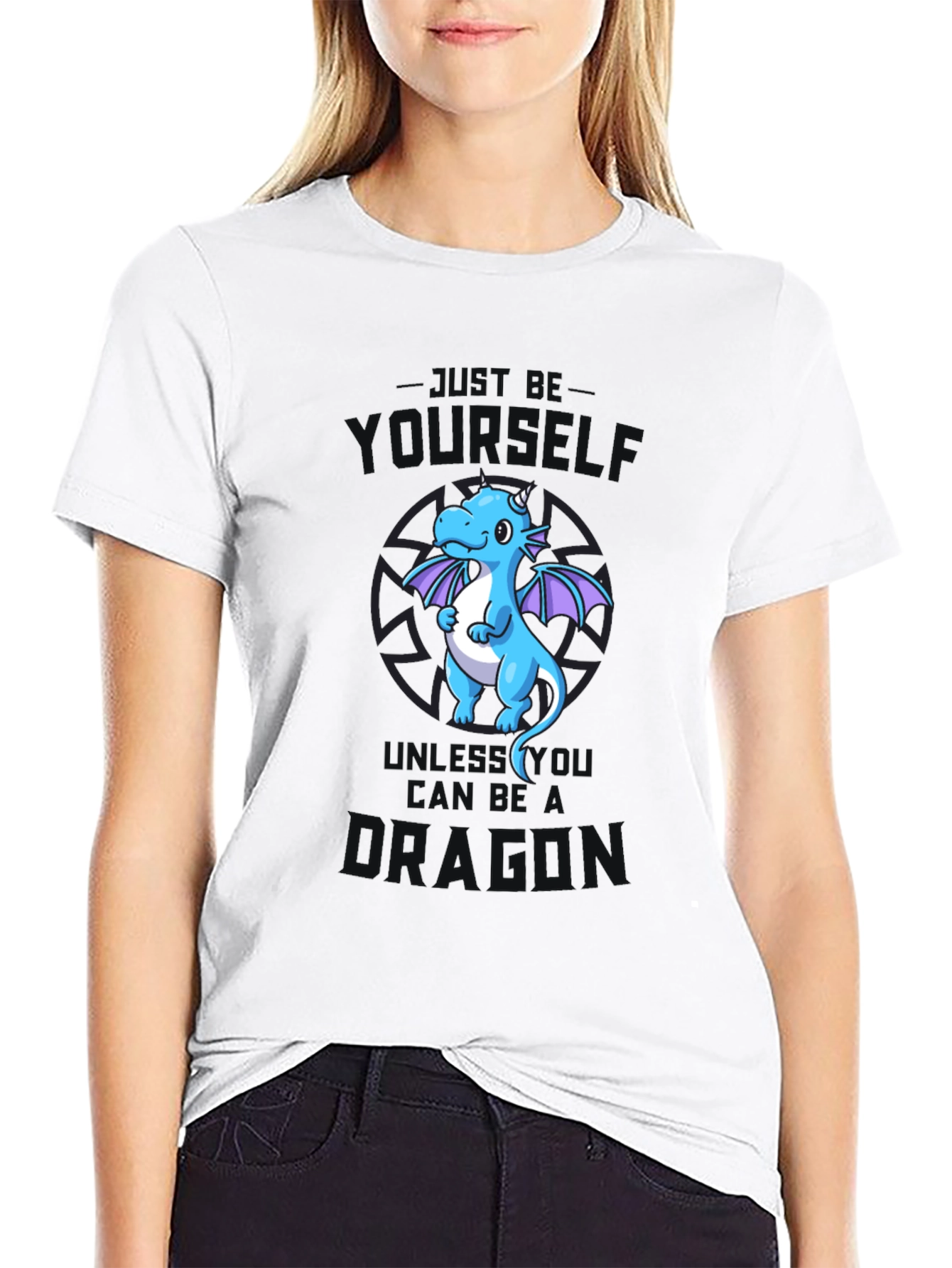 Just Be Yourself Dragon T-Shirt - Black Cotton Tee