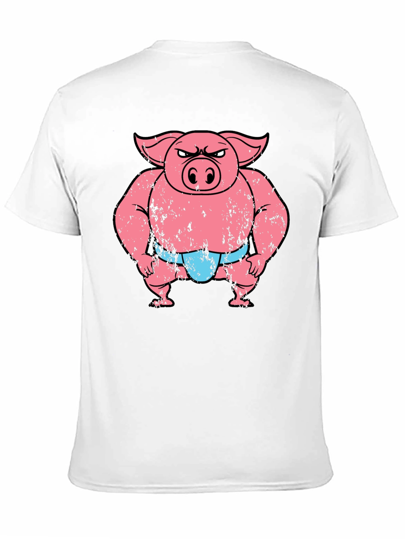 Funny Angry Sumo Pig Graphic Tee - Black