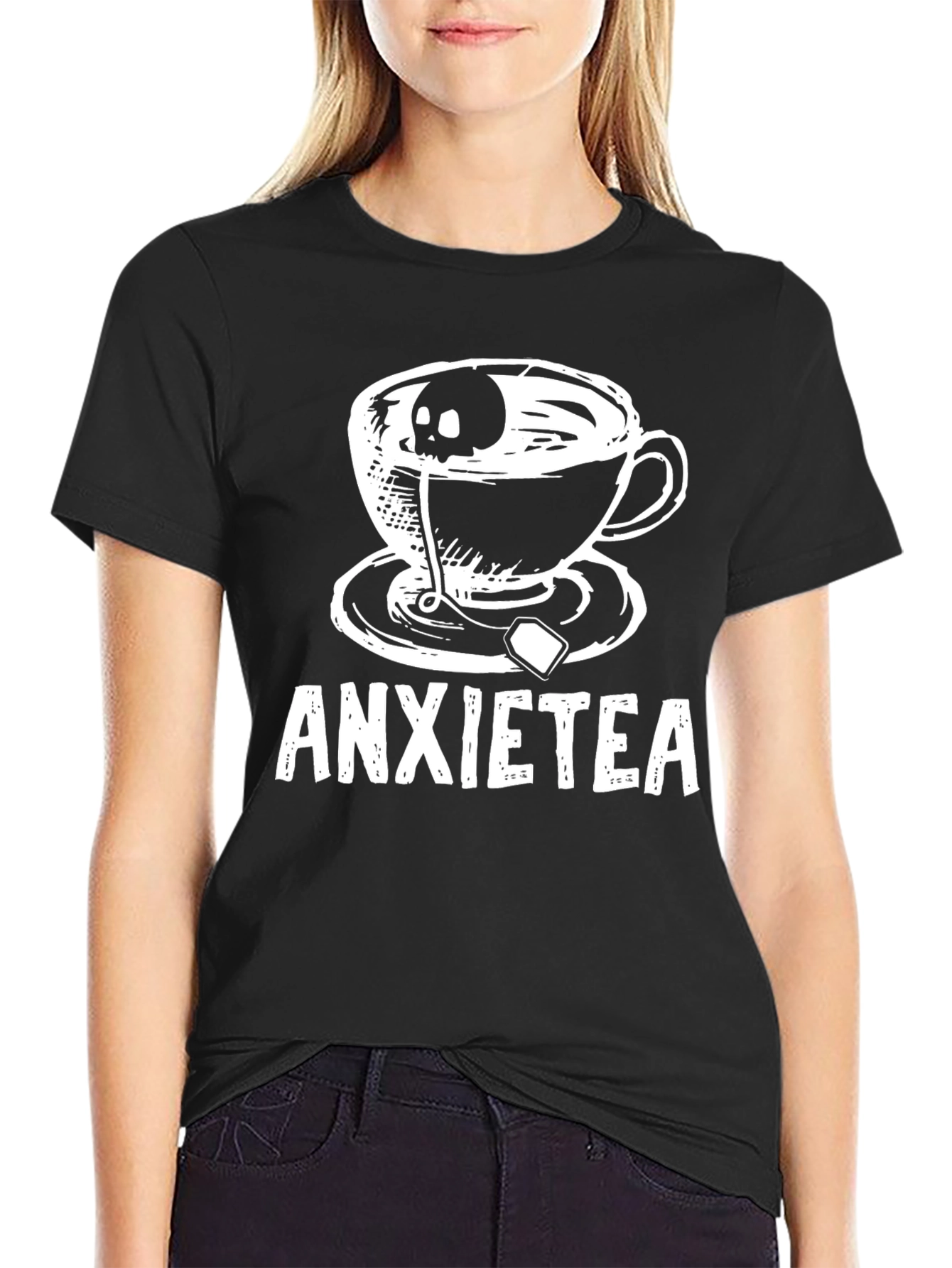 Anxietea T-Shirt - Skull Tea Cup Graphic Tee