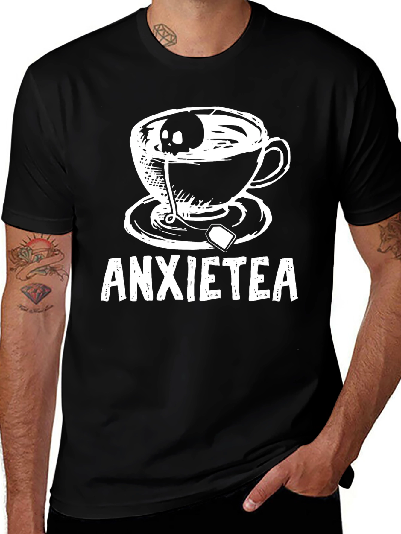 Anxietea T-Shirt - Skull Tea Cup Graphic Tee