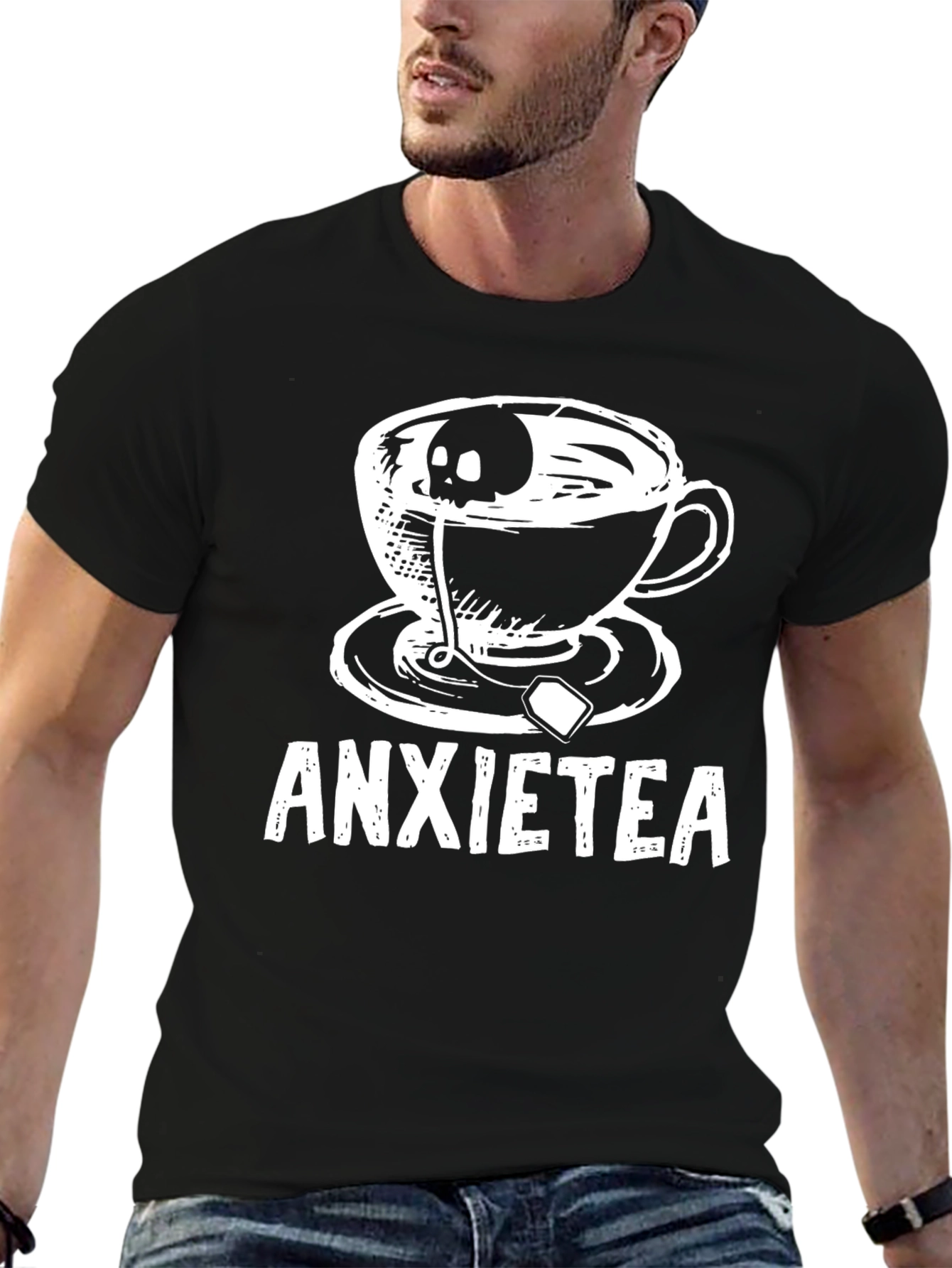 Anxietea T-Shirt - Skull Tea Cup Graphic Tee