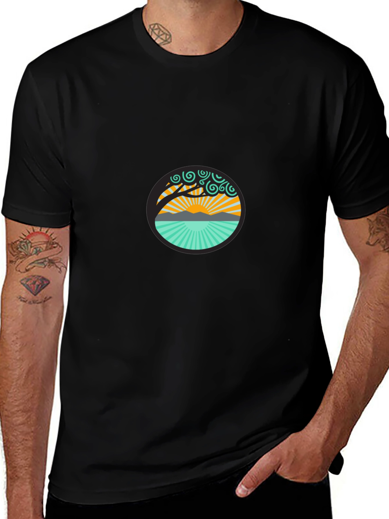 Nature Design Graphic Black T-Shirt
