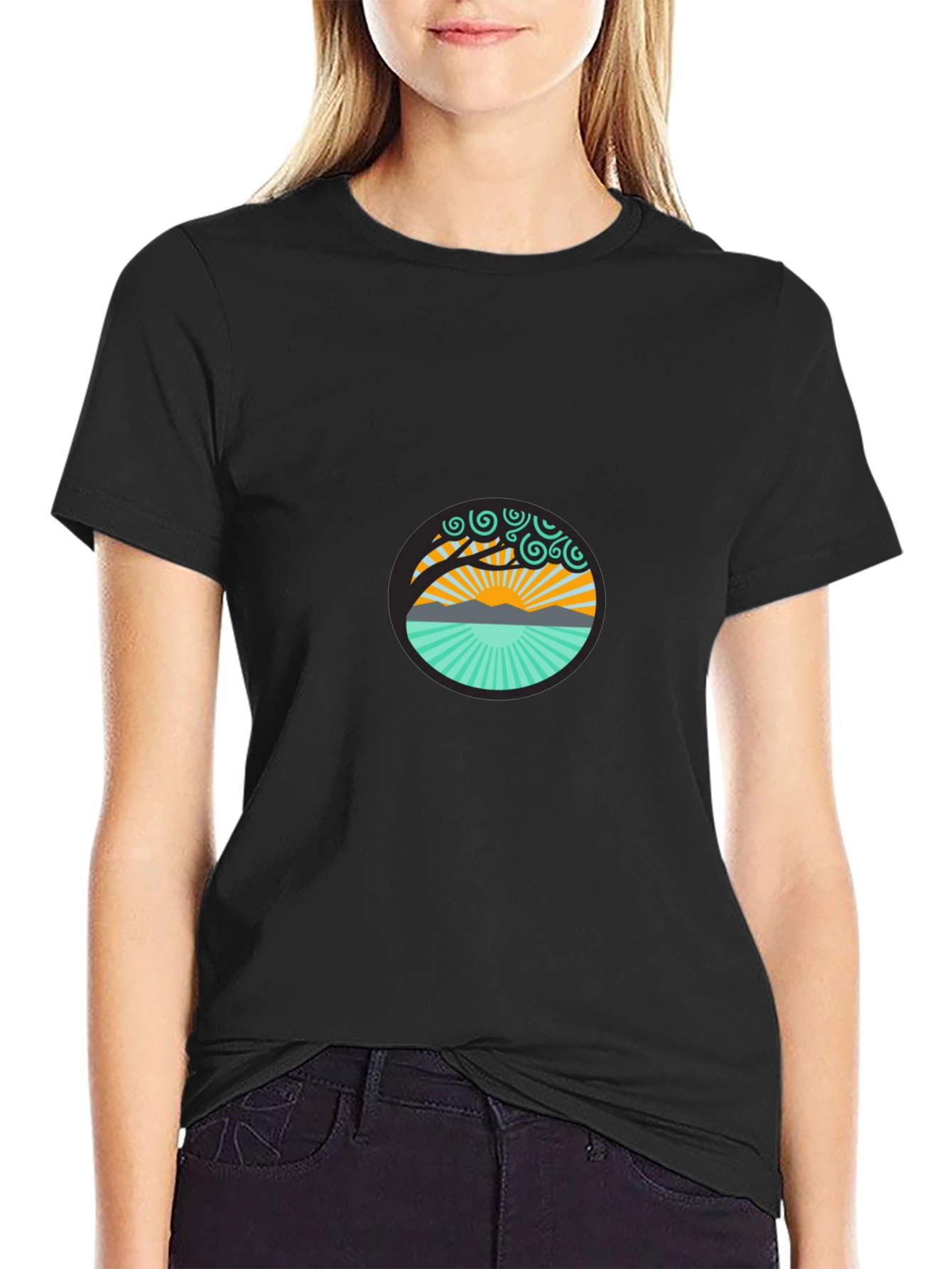 Nature Design Graphic Black T-Shirt