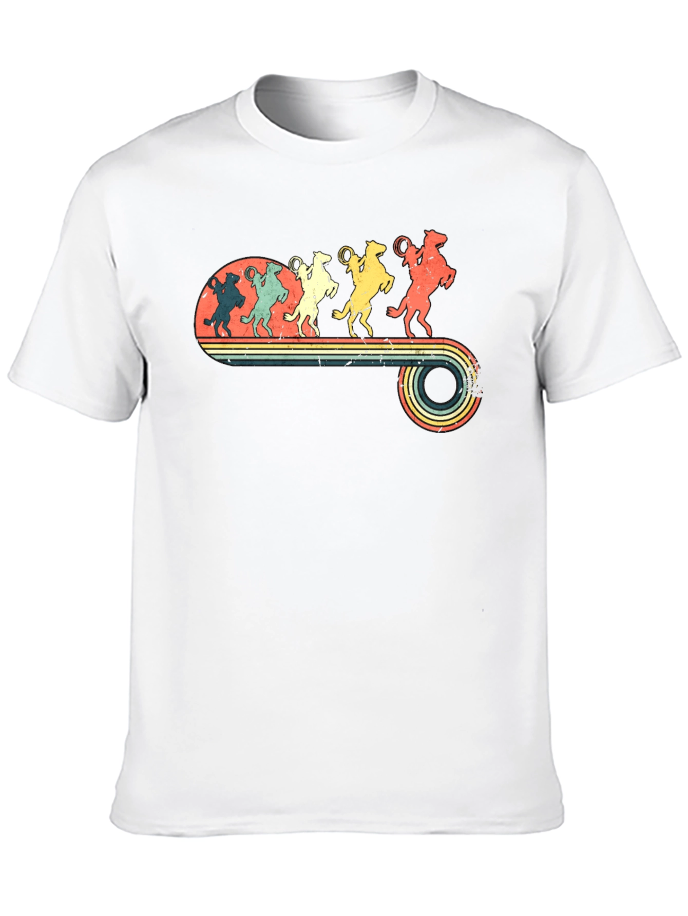 Retro Rodeo T-Shirt - Cowboy Horse Lineup