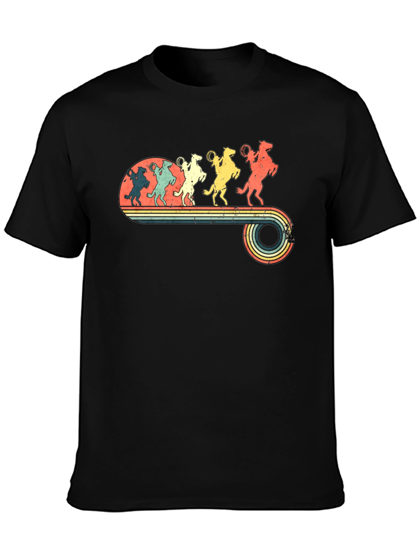 Retro Rodeo T-Shirt - Cowboy Horse Lineup