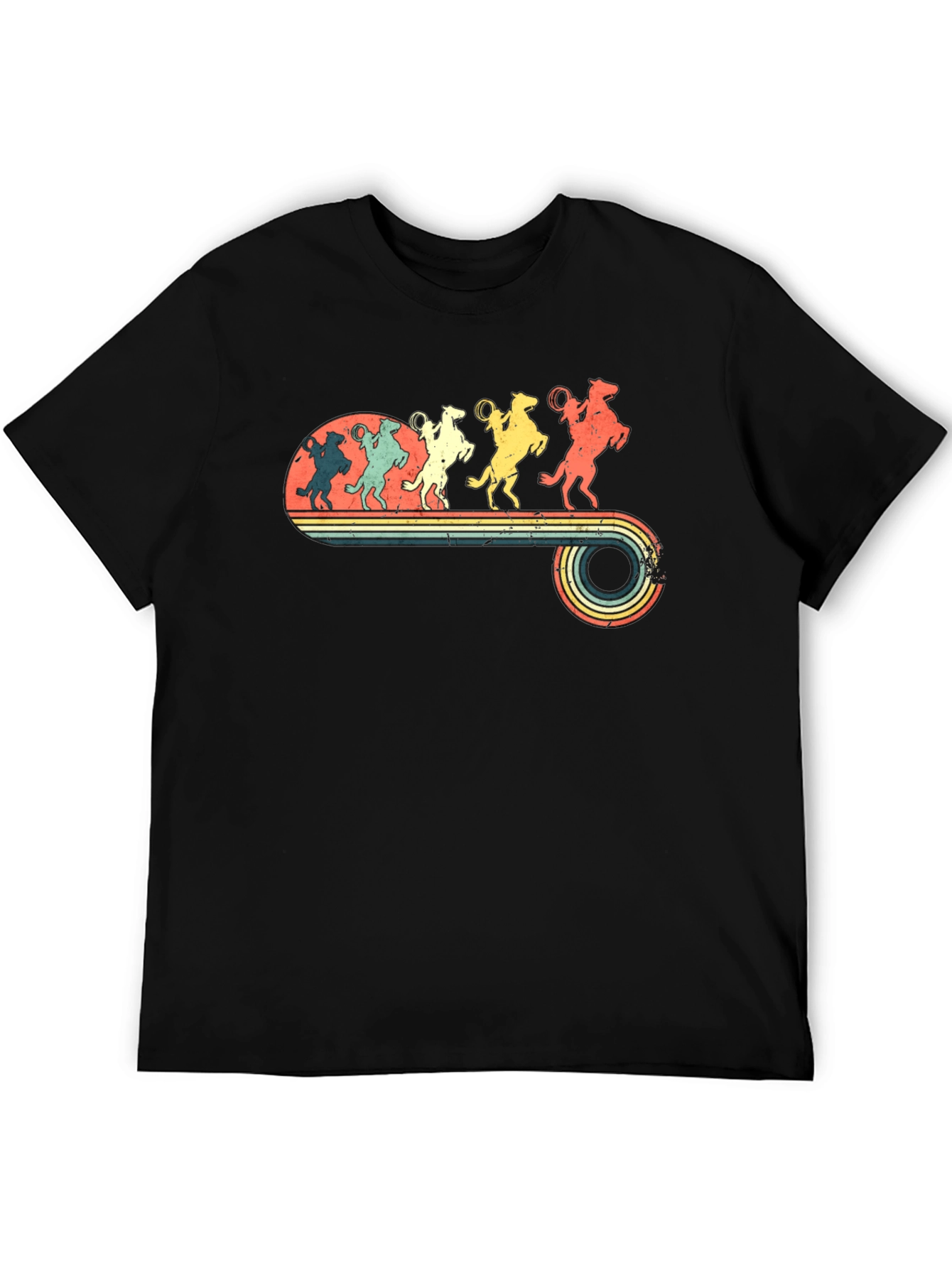 Retro Rodeo T-Shirt - Cowboy Horse Lineup