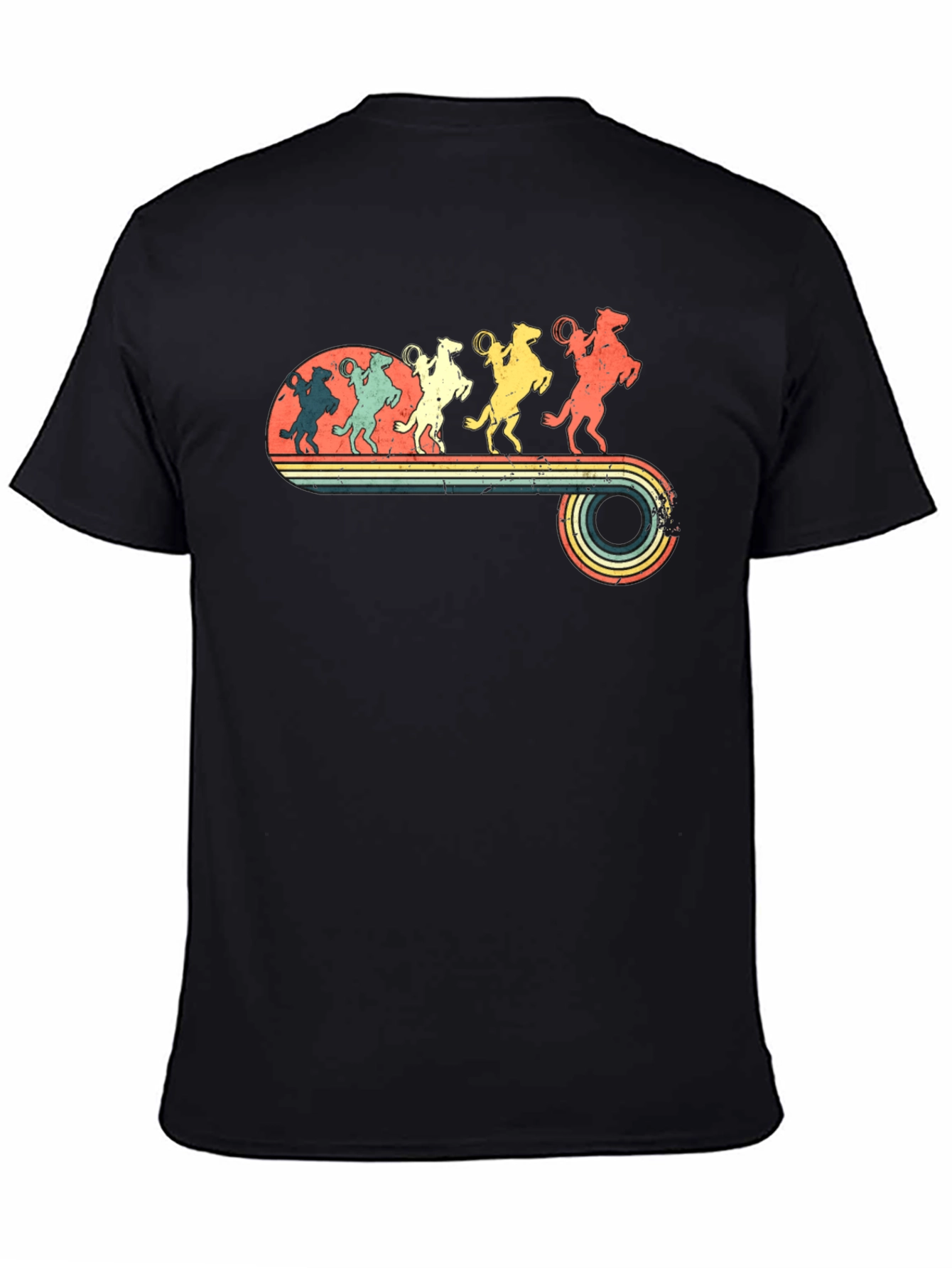 Retro Rodeo T-Shirt - Cowboy Horse Lineup