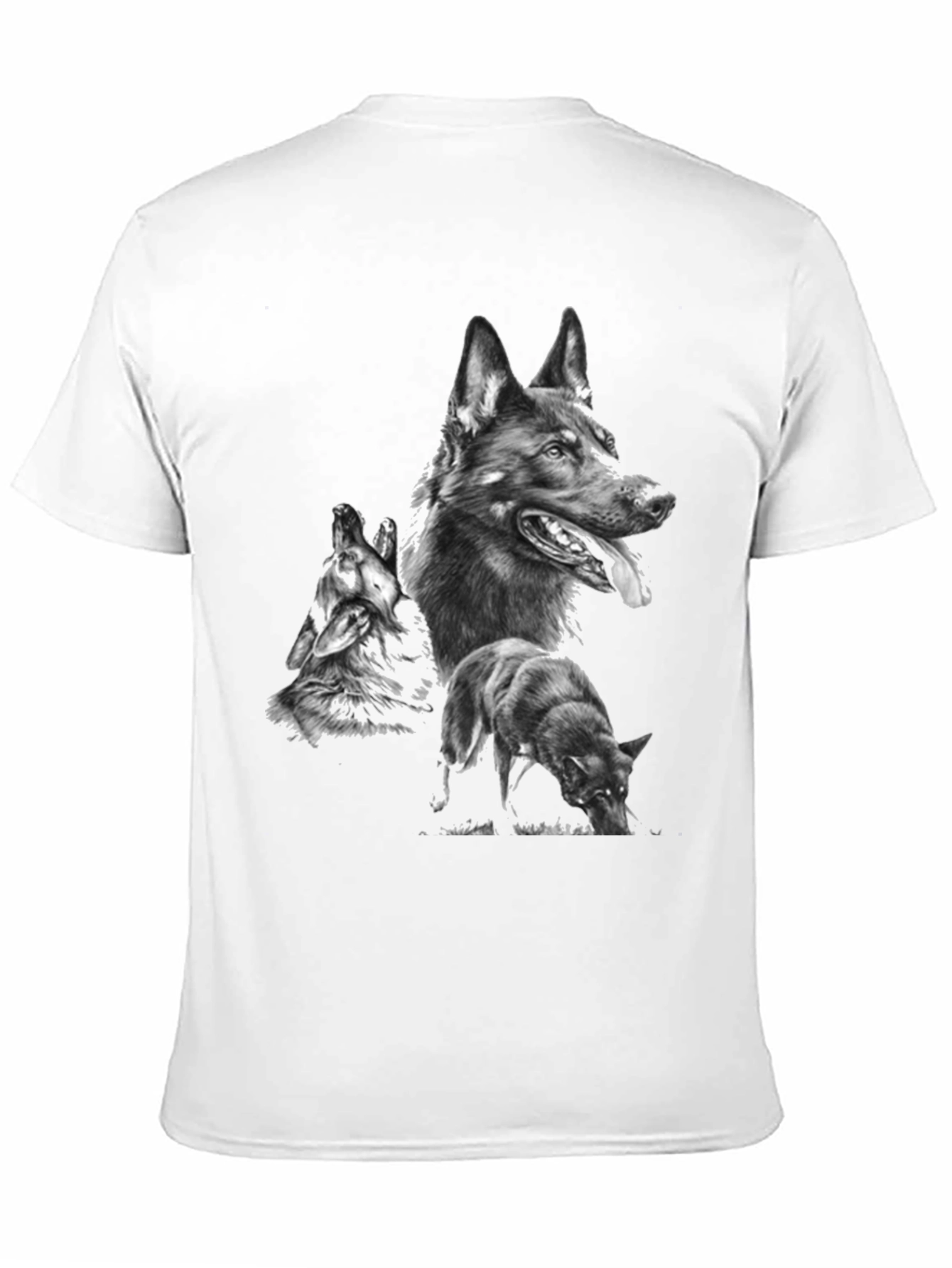 Mens Graphic Tee with Wolf Design - Black
